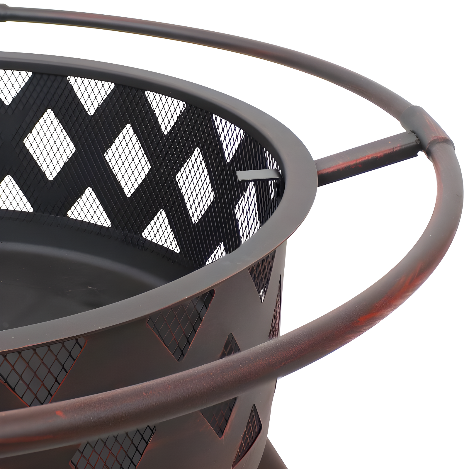 Alcott Hill® Mast Round Wood-Burning Bronze Finish Crossweave Fire Pit with Screen and Poker