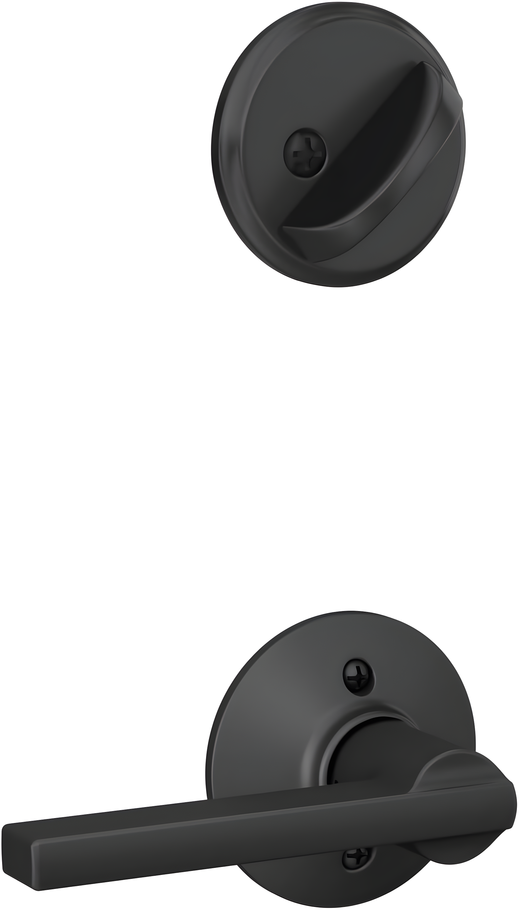 Schlage Latitude Straight/Contemporary Matte Black Entry Knob and Single Cylinder Deadbolt Right