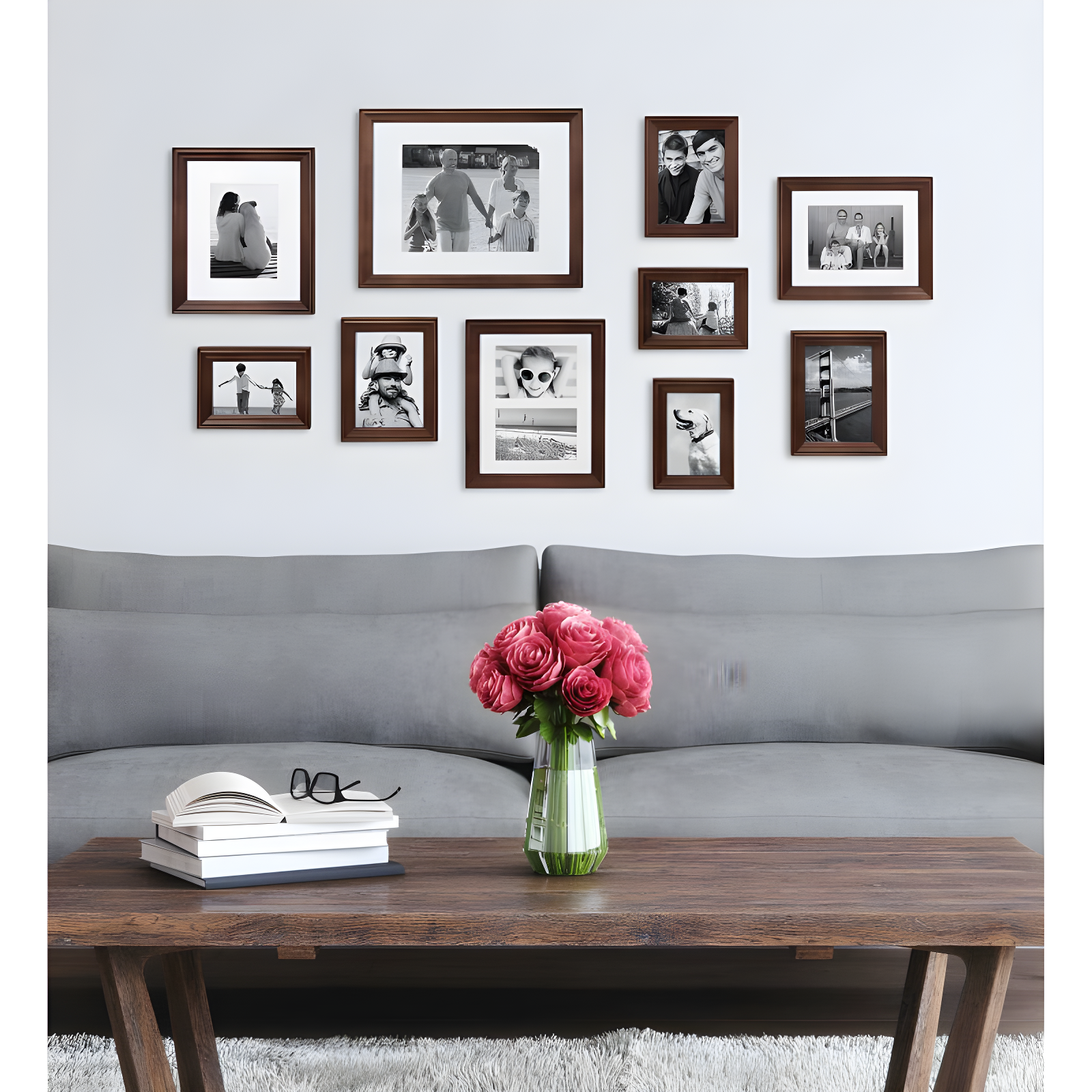 10pc Bordeaux Frame Box Set Brown - Kate & Laurel All Things Decor: Wall Gallery Kit, Multiple Sizes, Wood Frames