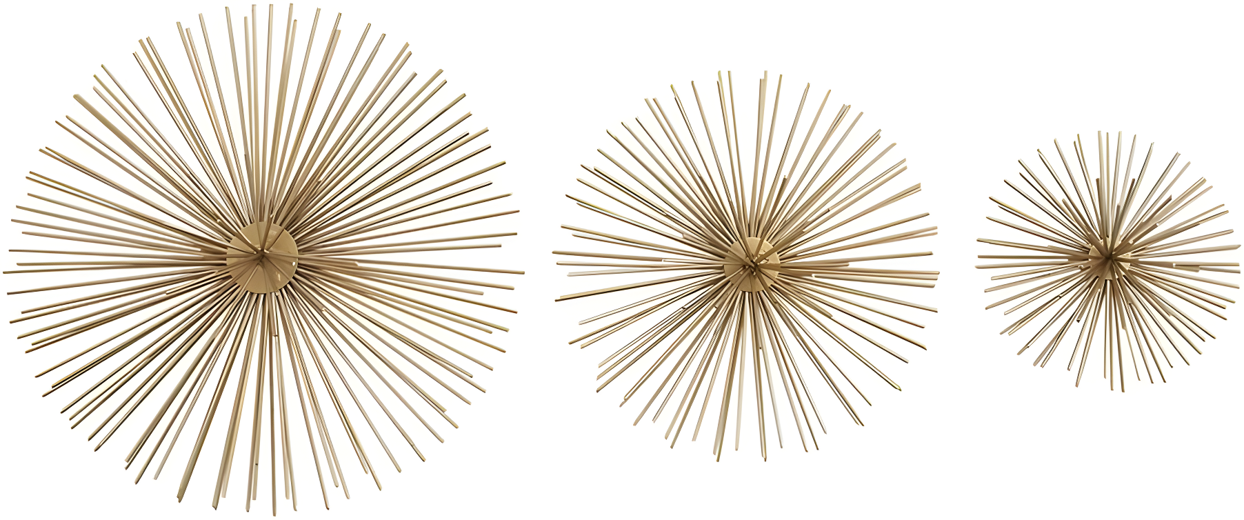 CosmoLiving by Cosmopolitan Gold Metal Starburst 3D Short Spike Home Wall Decor, Set of 3 6", 9", 12"W