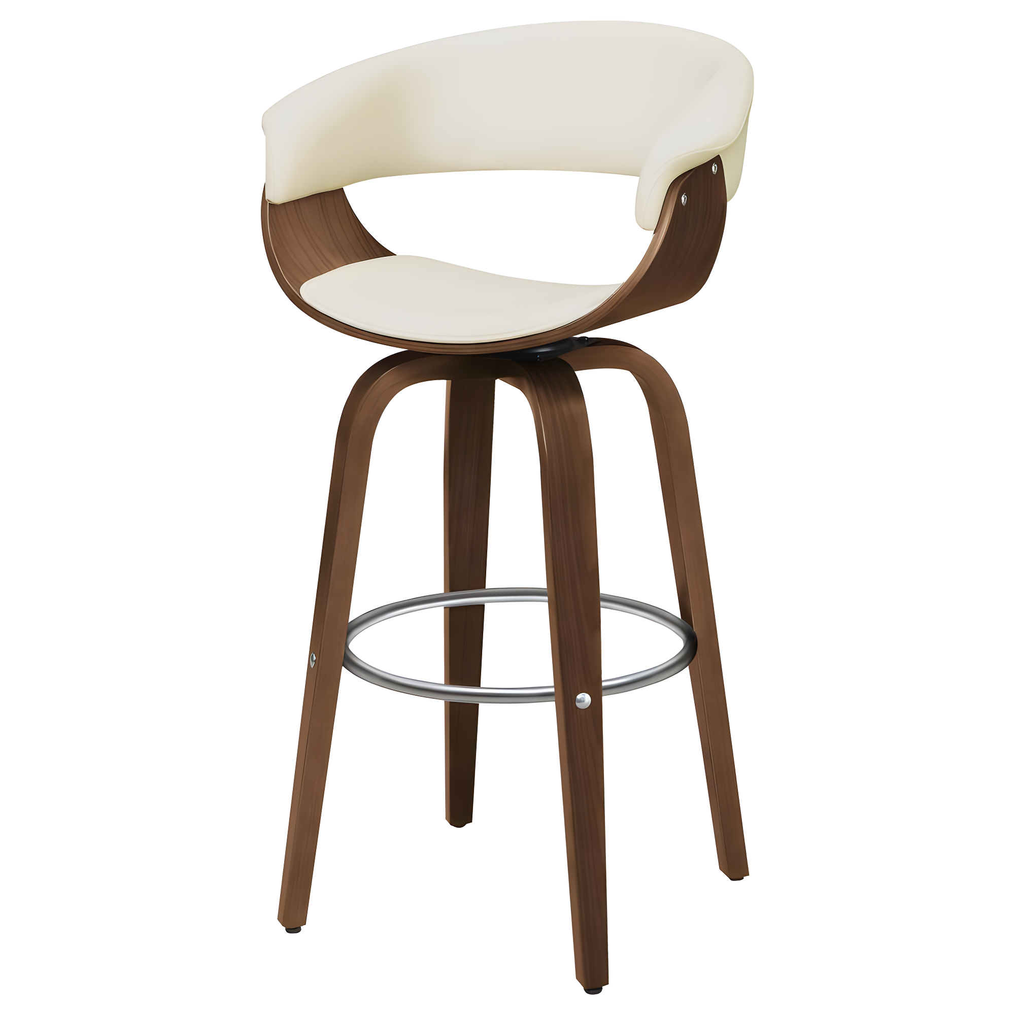 Ebern Designs Freidin Upholstered Swivel Bar Stool Walnut