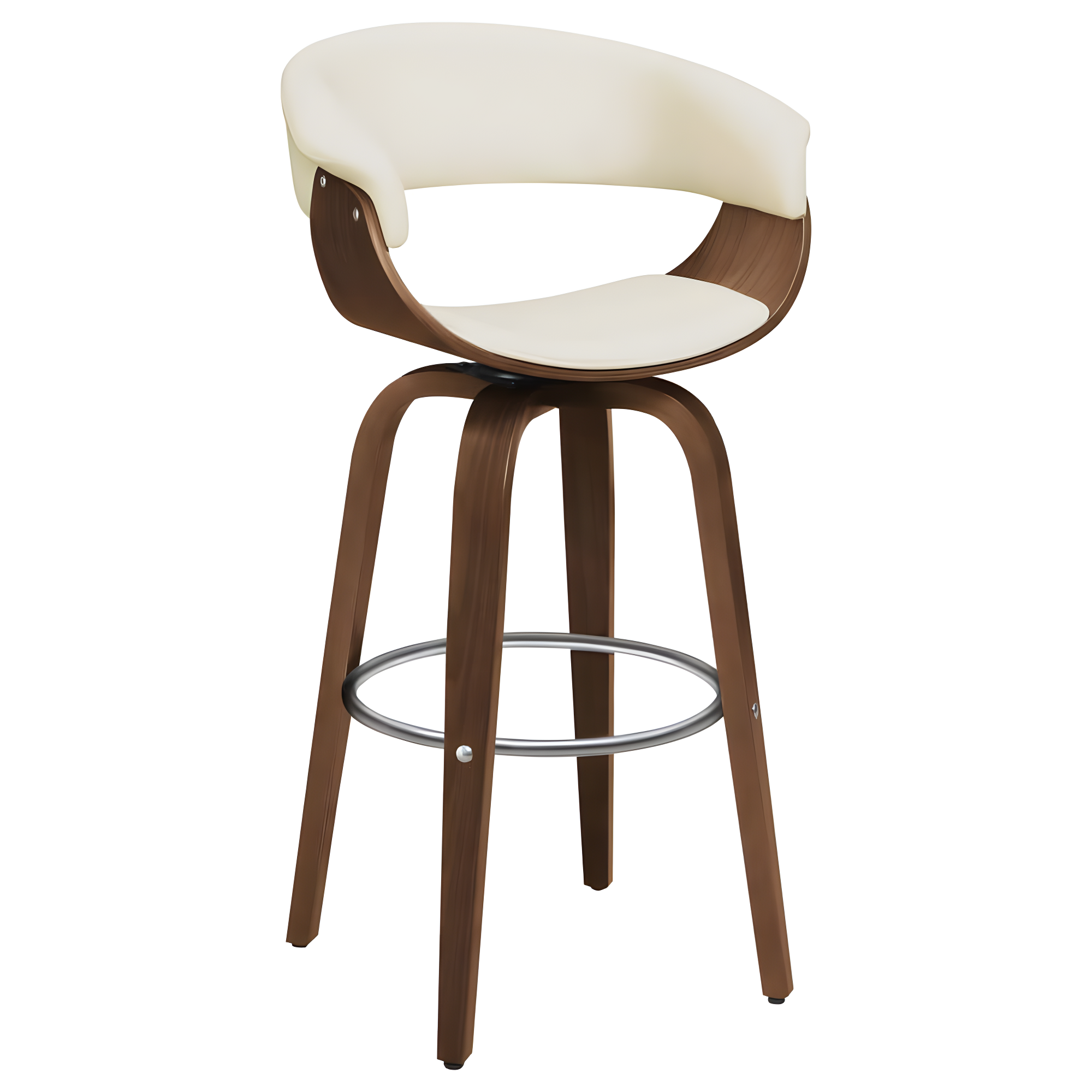 Ebern Designs Freidin Upholstered Swivel Bar Stool Walnut