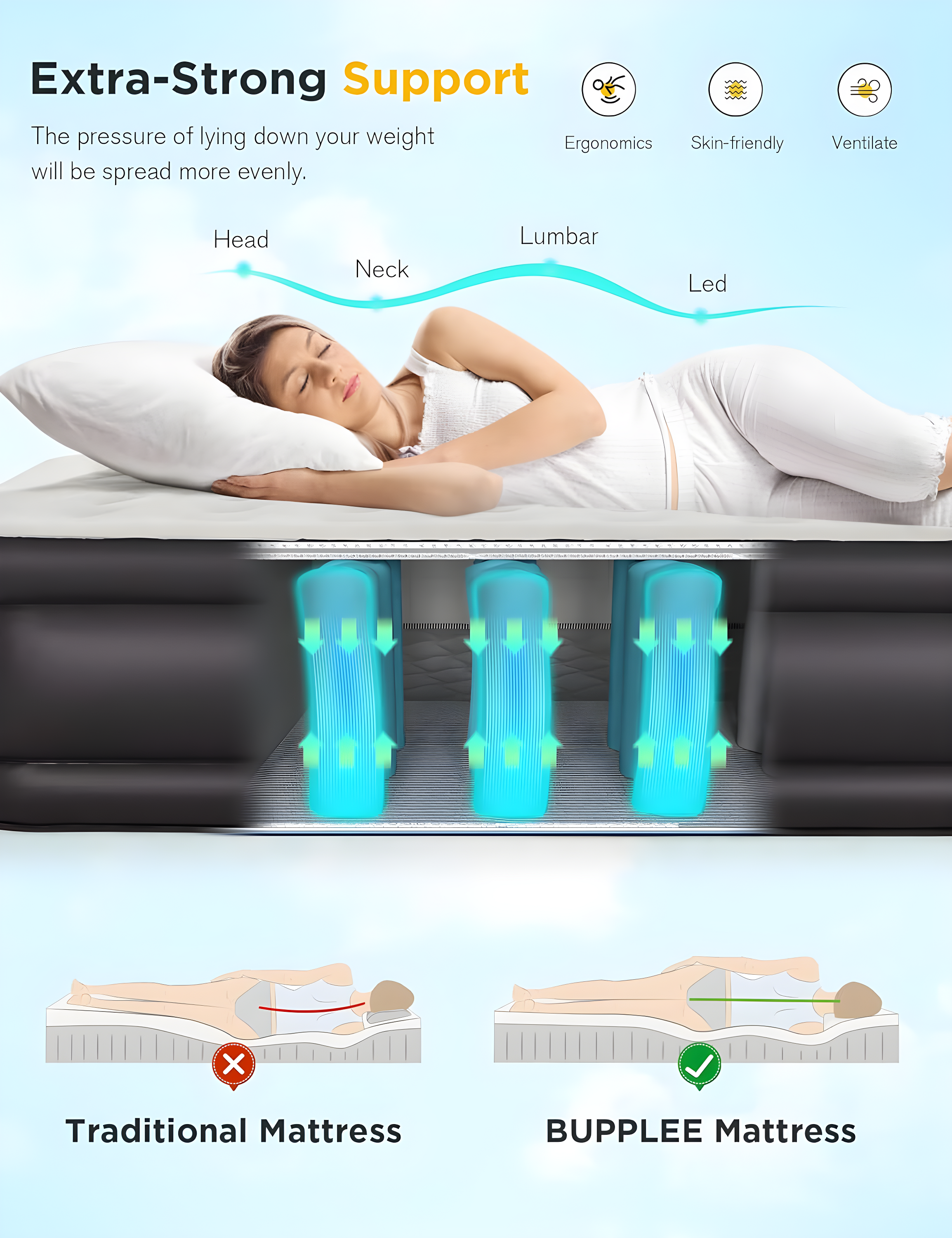 Twin Size Air Mattress with Built-in Pump 18" Raised - 2-Min Set Up, No Odd Smell, 600 lb Support, Foldable Air Bed with Storage Bag, Perfect for Camping, Guests & Home Use