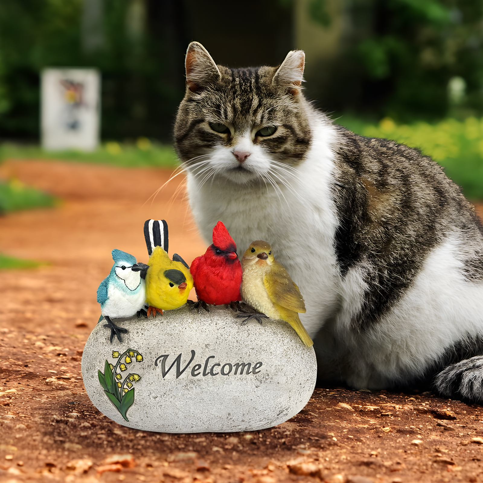 Design Toscano Birdy Welcome Sign Garden Stone Statue