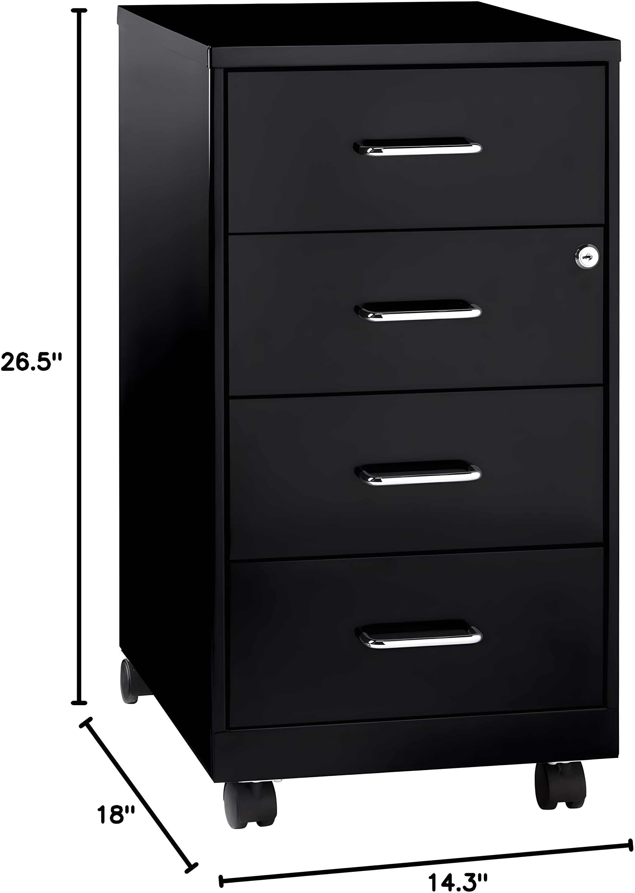 Inbox Zero Onetta 4-Drawer Mobile Vertical Filing Cabinet