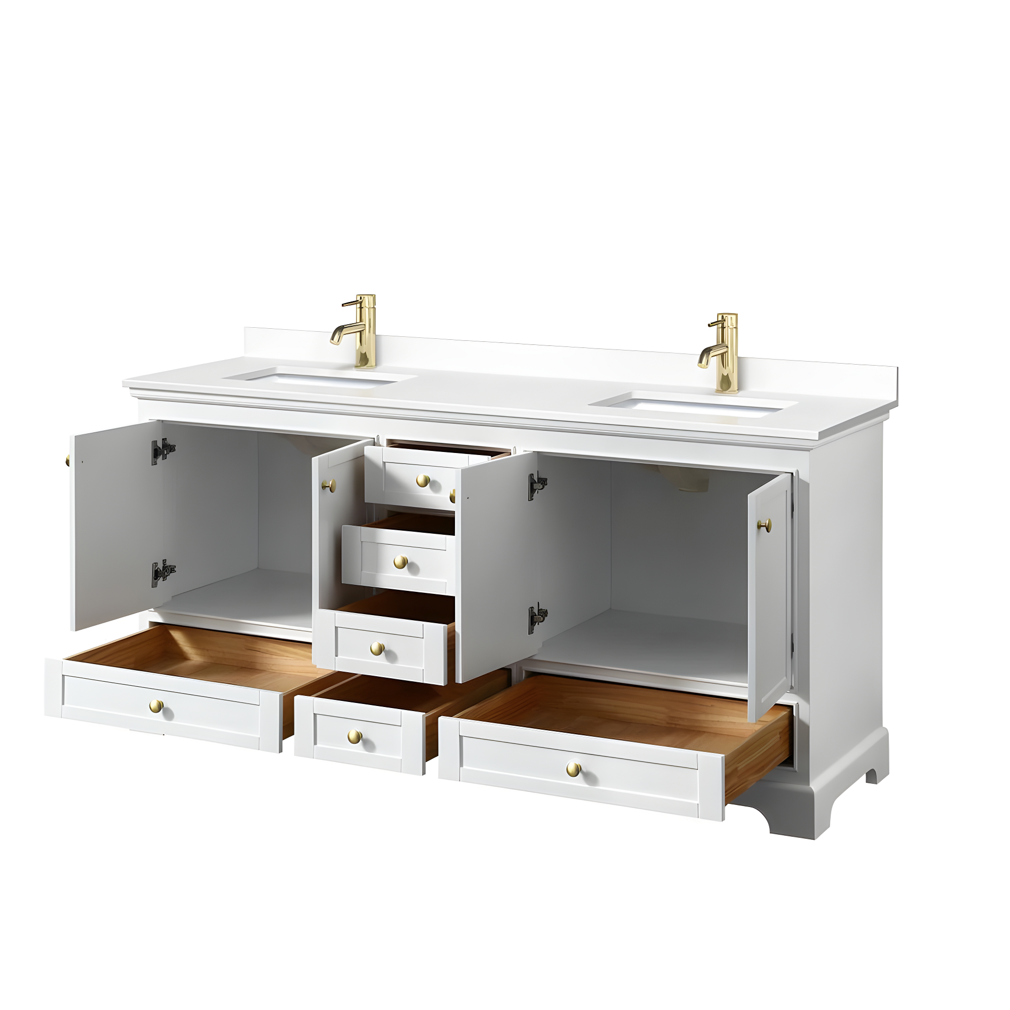 Wyndham Collection Deborah 72'' Double Bathroom Vanity with Marble Top