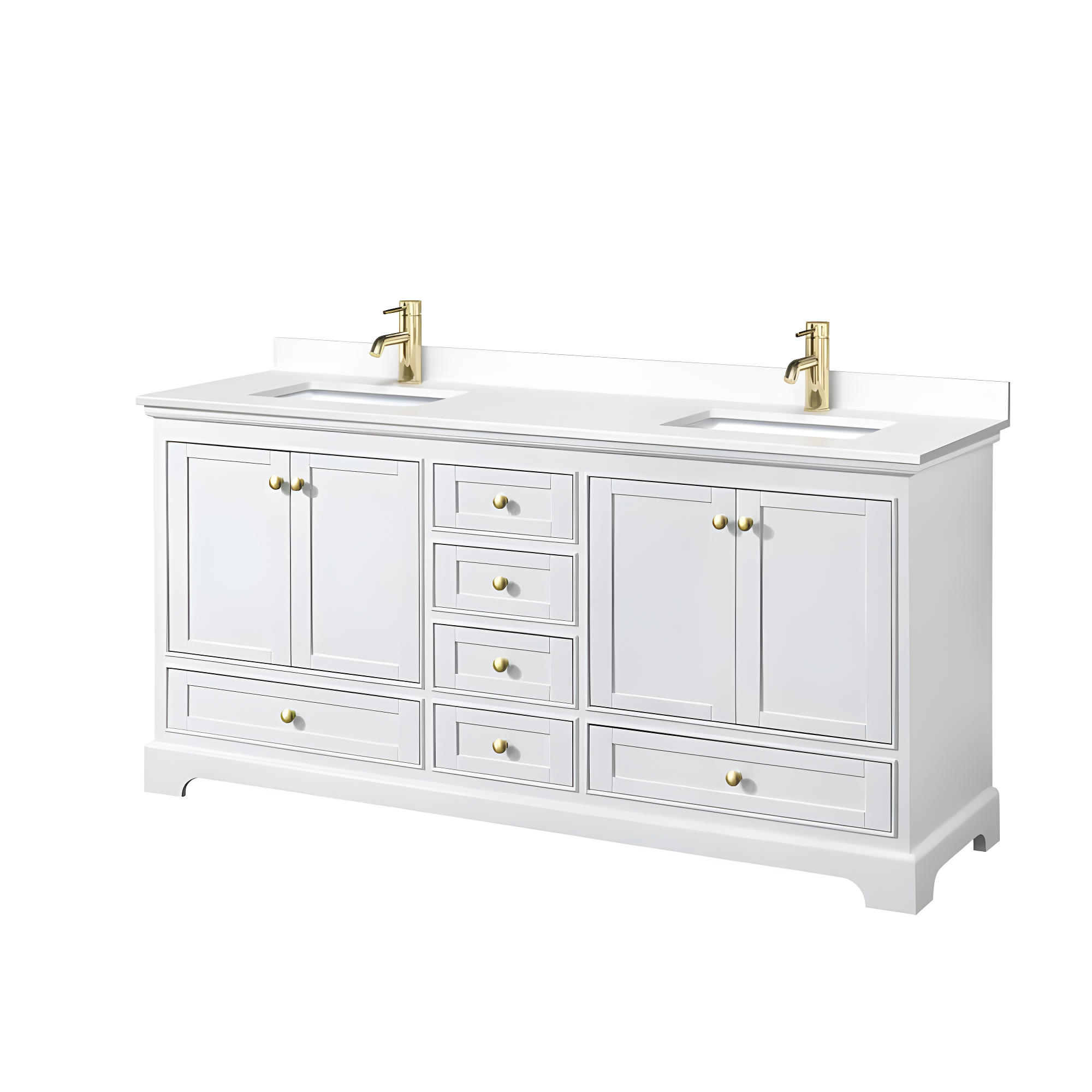 Wyndham Collection Deborah 72'' Double Bathroom Vanity with Marble Top