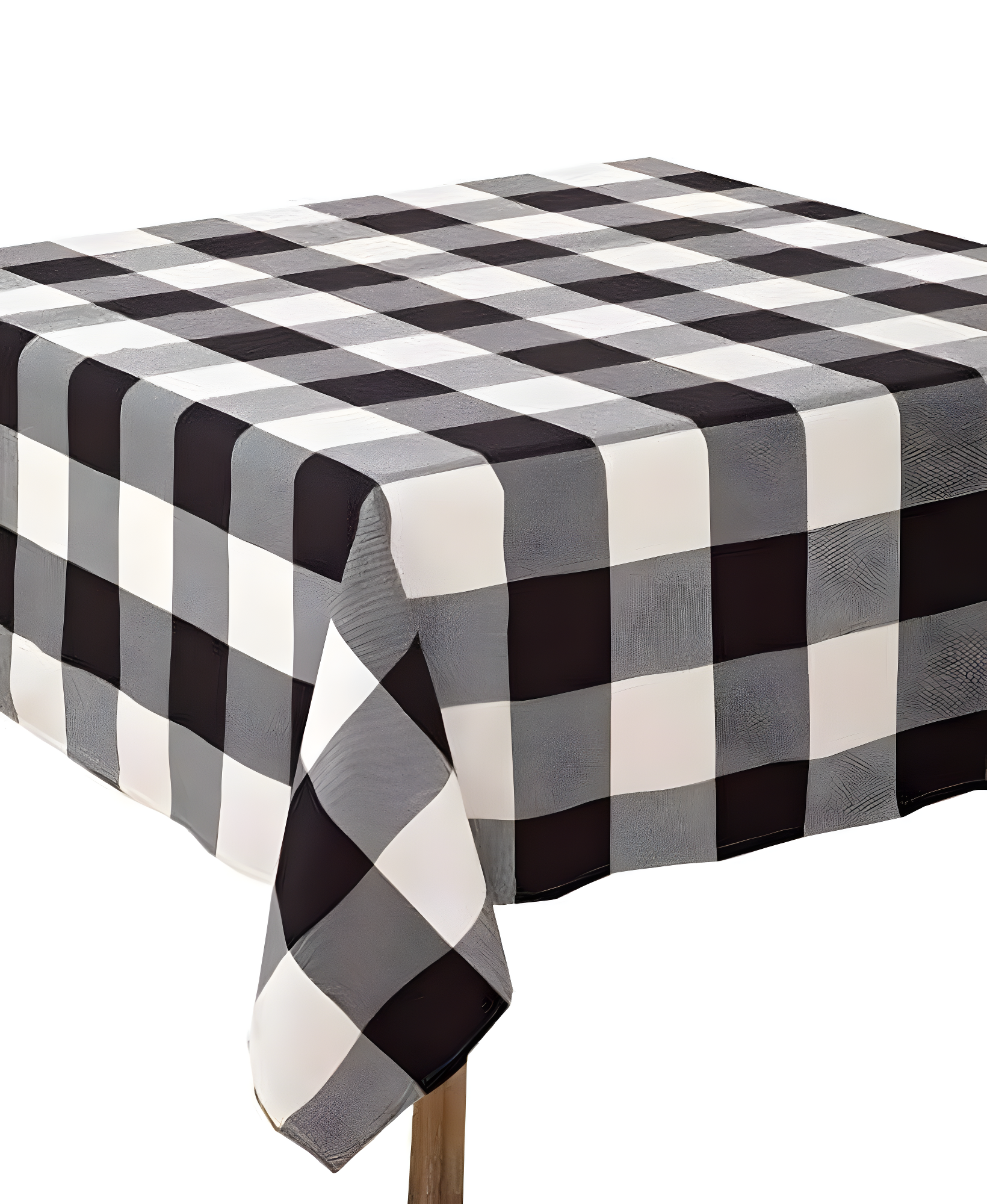 Saro Lifestyle Buffalo Plaid Cotton Blend Tablecloth, Black, 70" x 70"