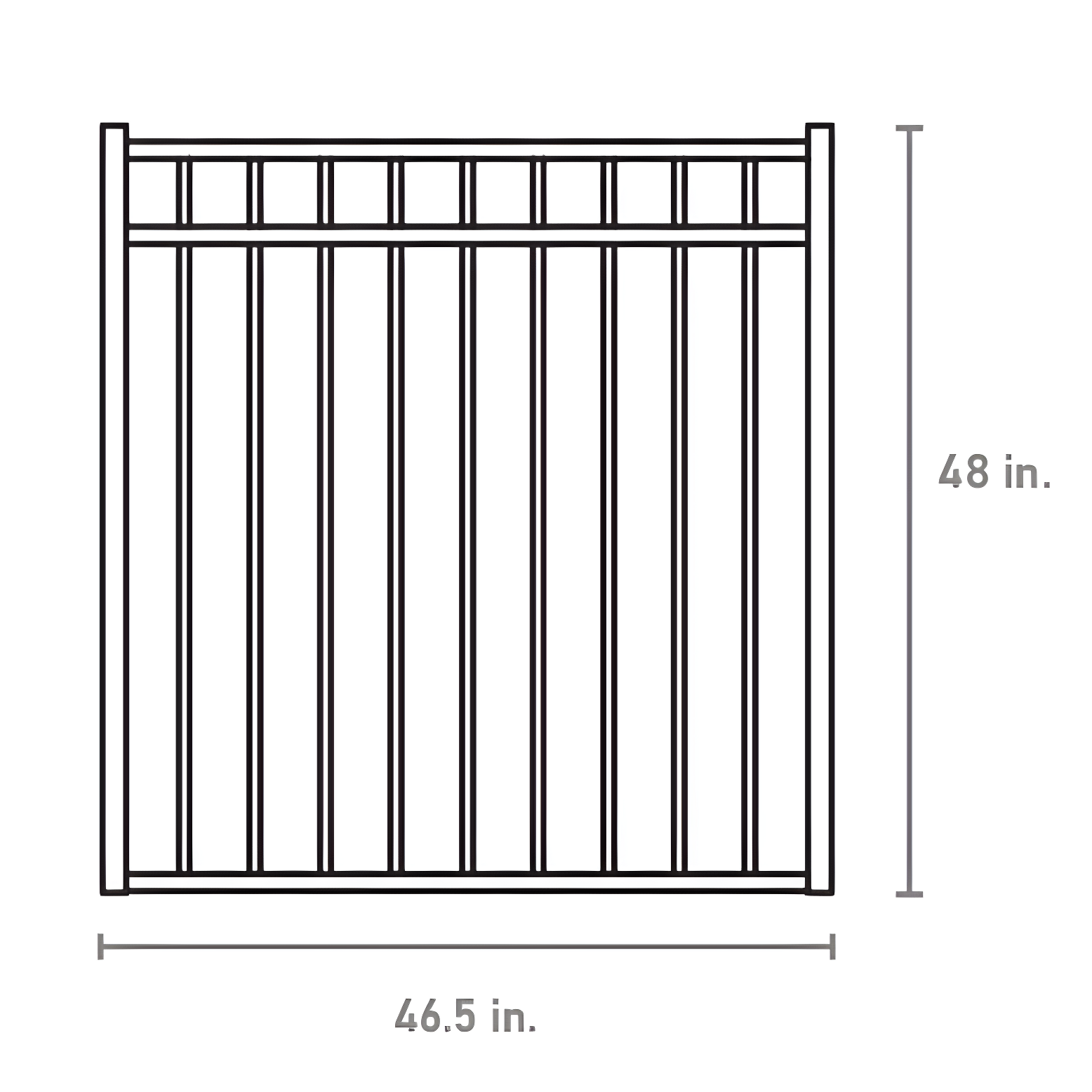 Fortress Building Products Athens 48'' H x 46.5'' W Gloss Black Metal Gate