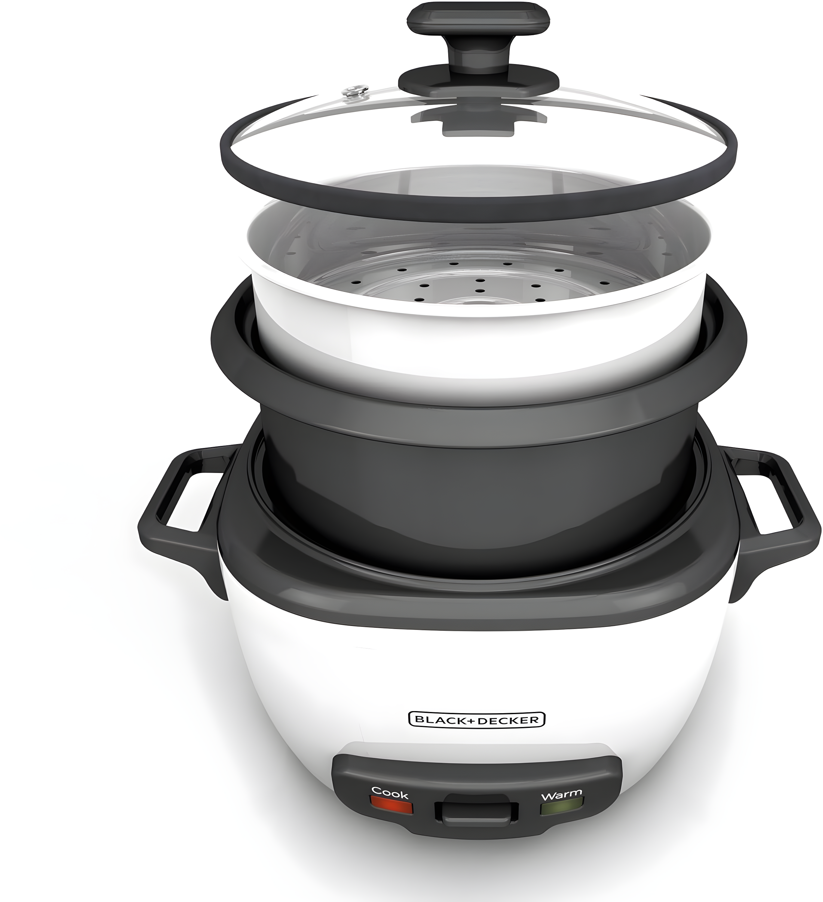 BLACK+DECKER BLACK+DECKER, Rice Cooker, Uncooked Rice, Steaming Basket, Removable Non-Stick Bowl, One Touch