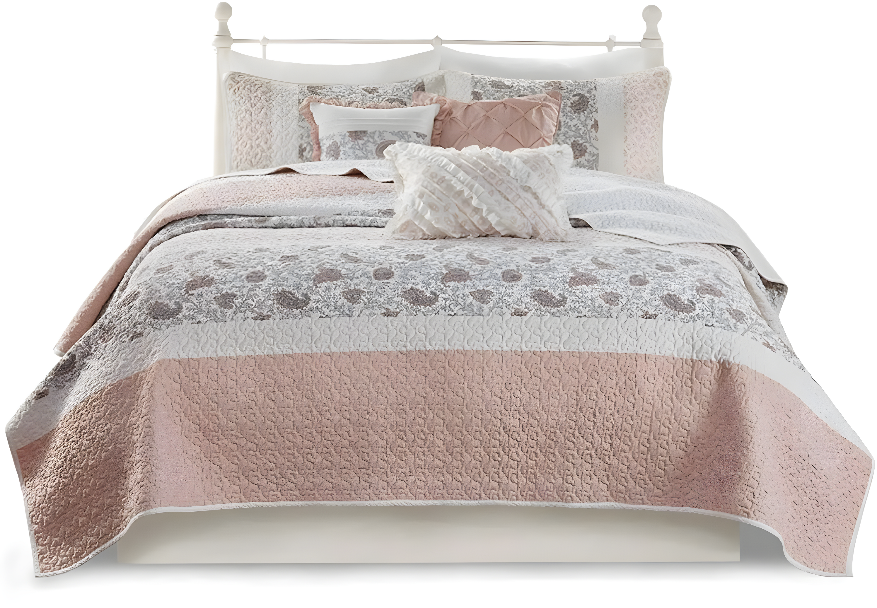Madison Park Dawn 6 Piece Cotton Percale Quilt Set with Throw Pillows