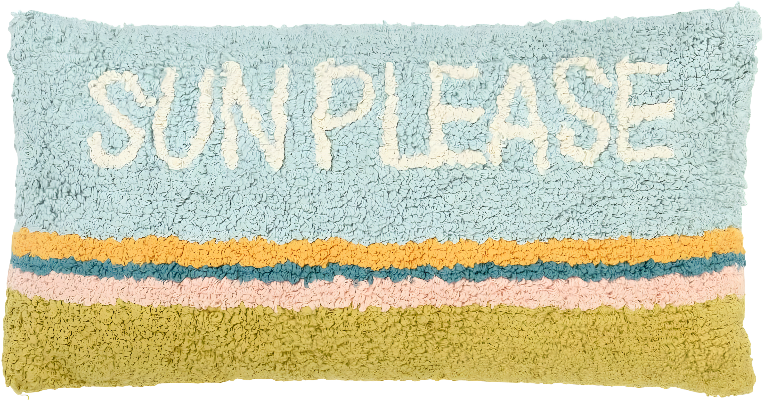 Creative Co-Op Woven Cotton Punch Hook Lumbar Pillow with "Sun Please" Design