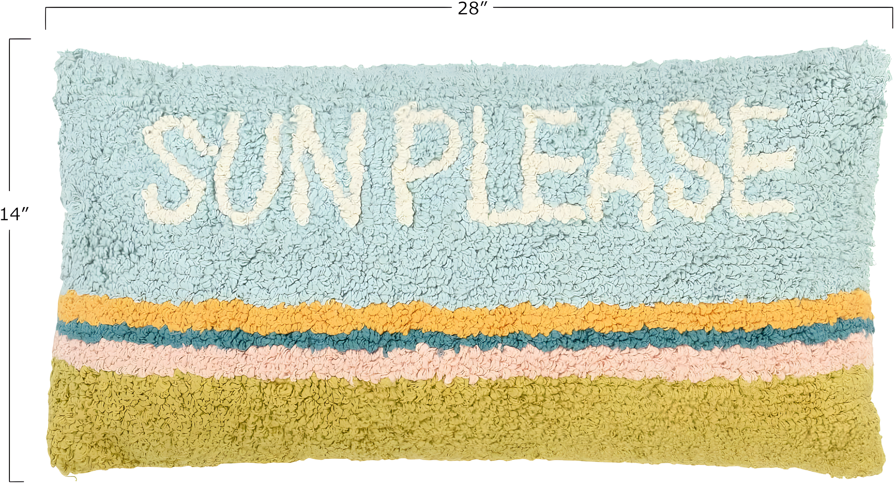 Creative Co-Op Woven Cotton Punch Hook Lumbar Pillow with "Sun Please" Design