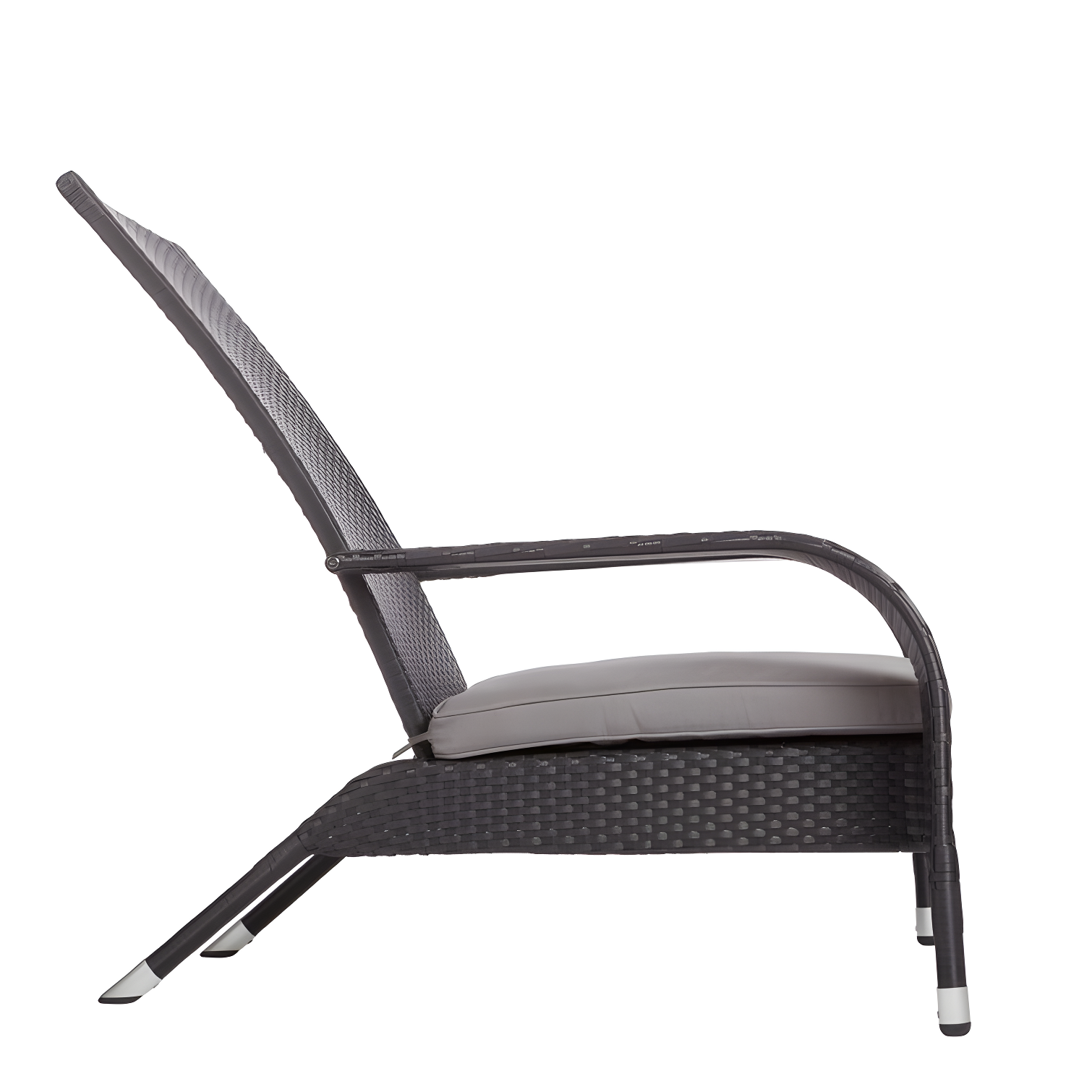 PatioSense Patio Sense Coconino Wicker Chair All Weather Adirondack Style Chair Grey Outdoor Cushion Included - Black