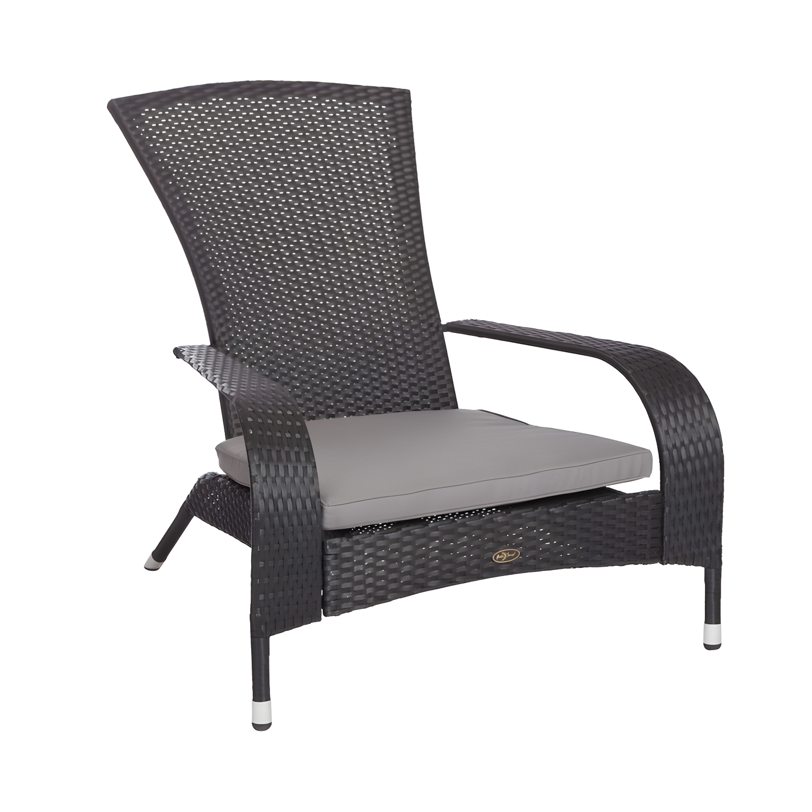 PatioSense Patio Sense Coconino Wicker Chair All Weather Adirondack Style Chair Grey Outdoor Cushion Included - Black