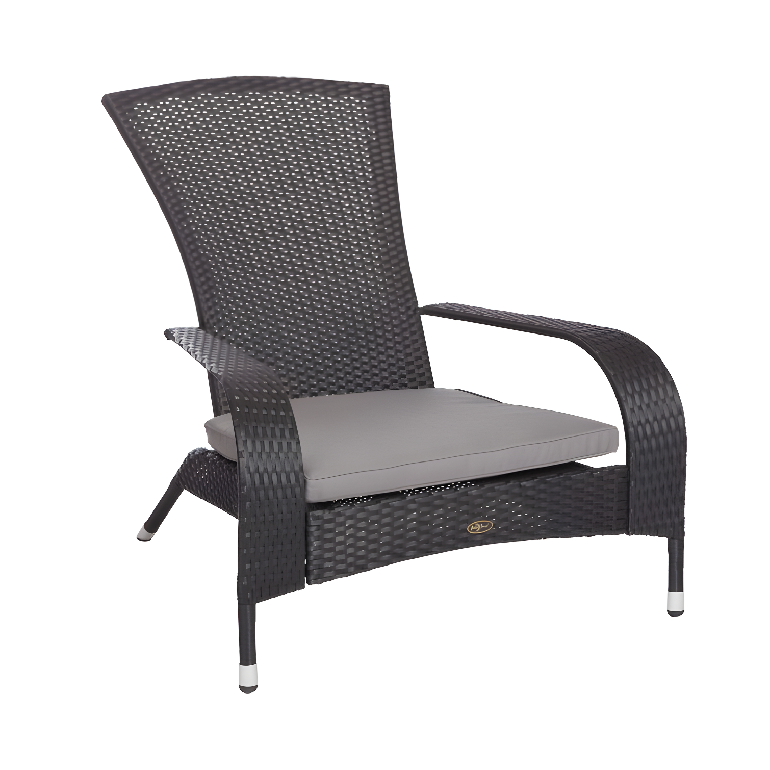 PatioSense Patio Sense Coconino Wicker Chair All Weather Adirondack Style Chair Grey Outdoor Cushion Included - Black