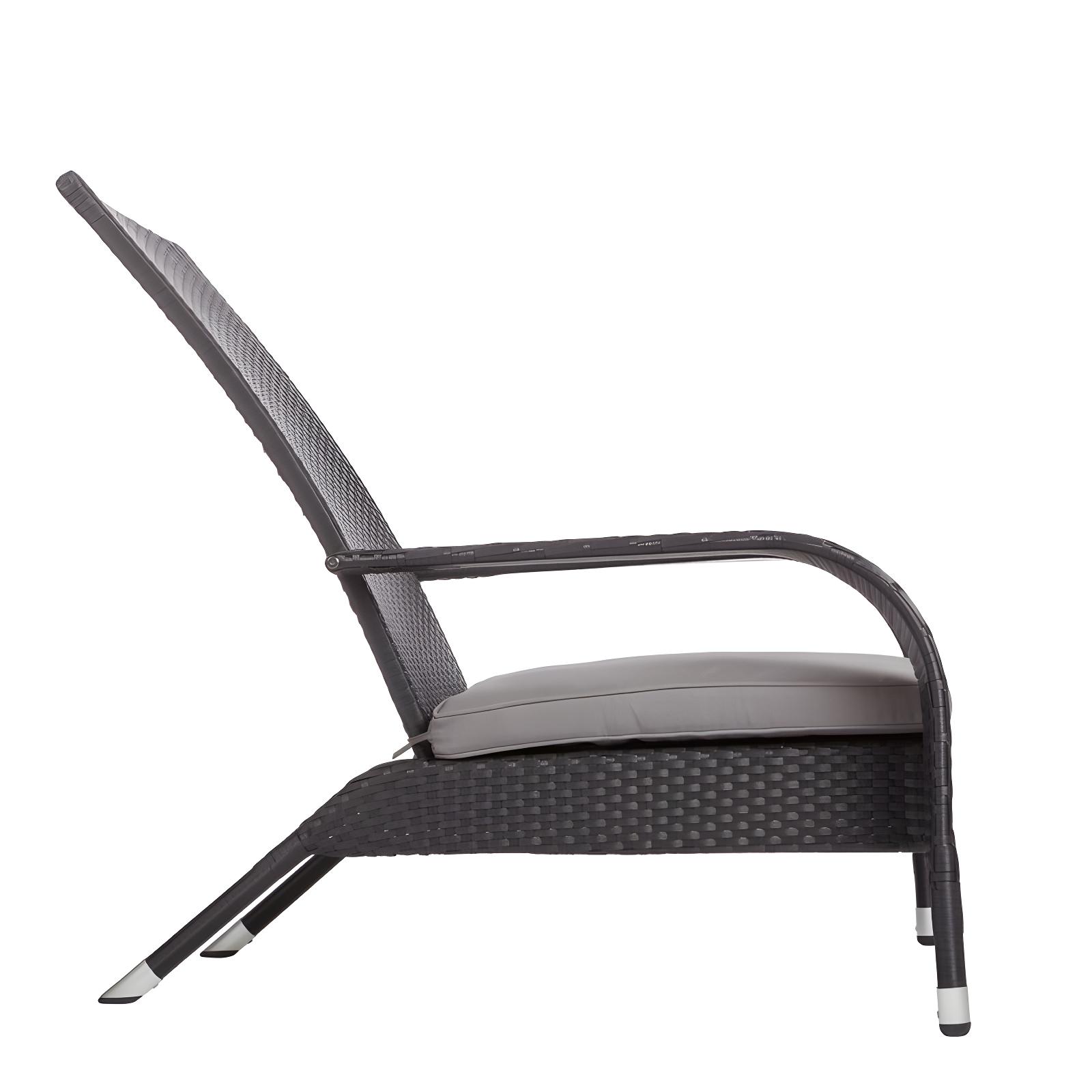 PatioSense Patio Sense Coconino Wicker Chair All Weather Adirondack Style Chair Grey Outdoor Cushion Included - Black