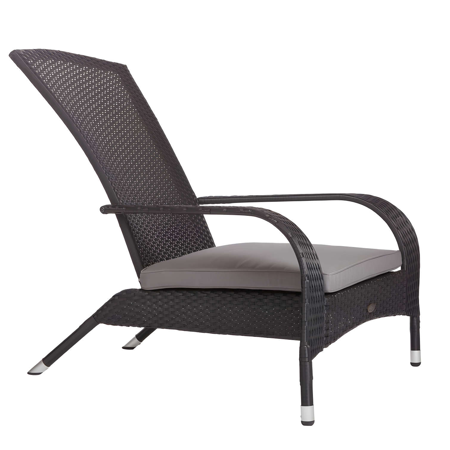 PatioSense Patio Sense Coconino Wicker Chair All Weather Adirondack Style Chair Grey Outdoor Cushion Included - Black