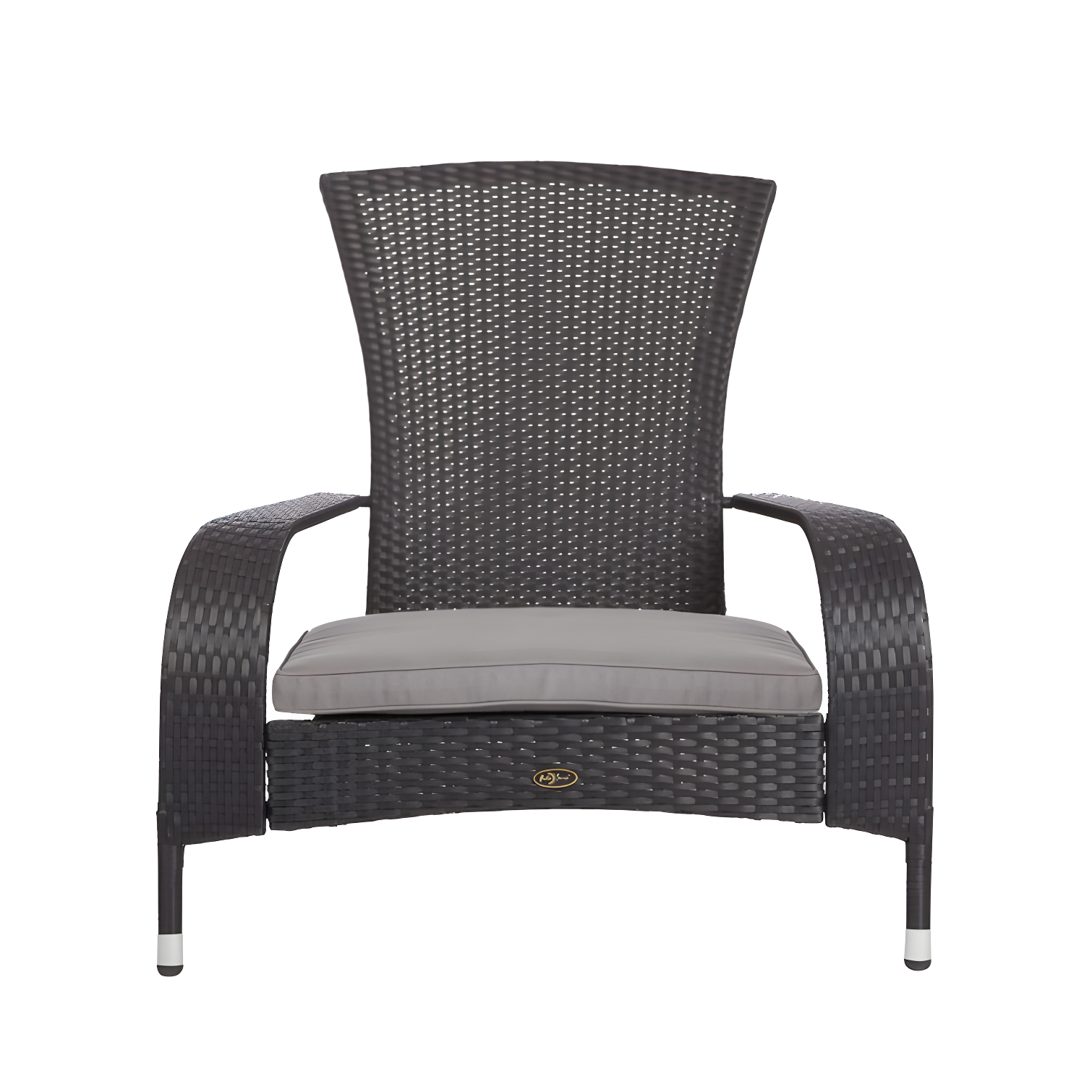 PatioSense Patio Sense Coconino Wicker Chair All Weather Adirondack Style Chair Grey Outdoor Cushion Included - Black