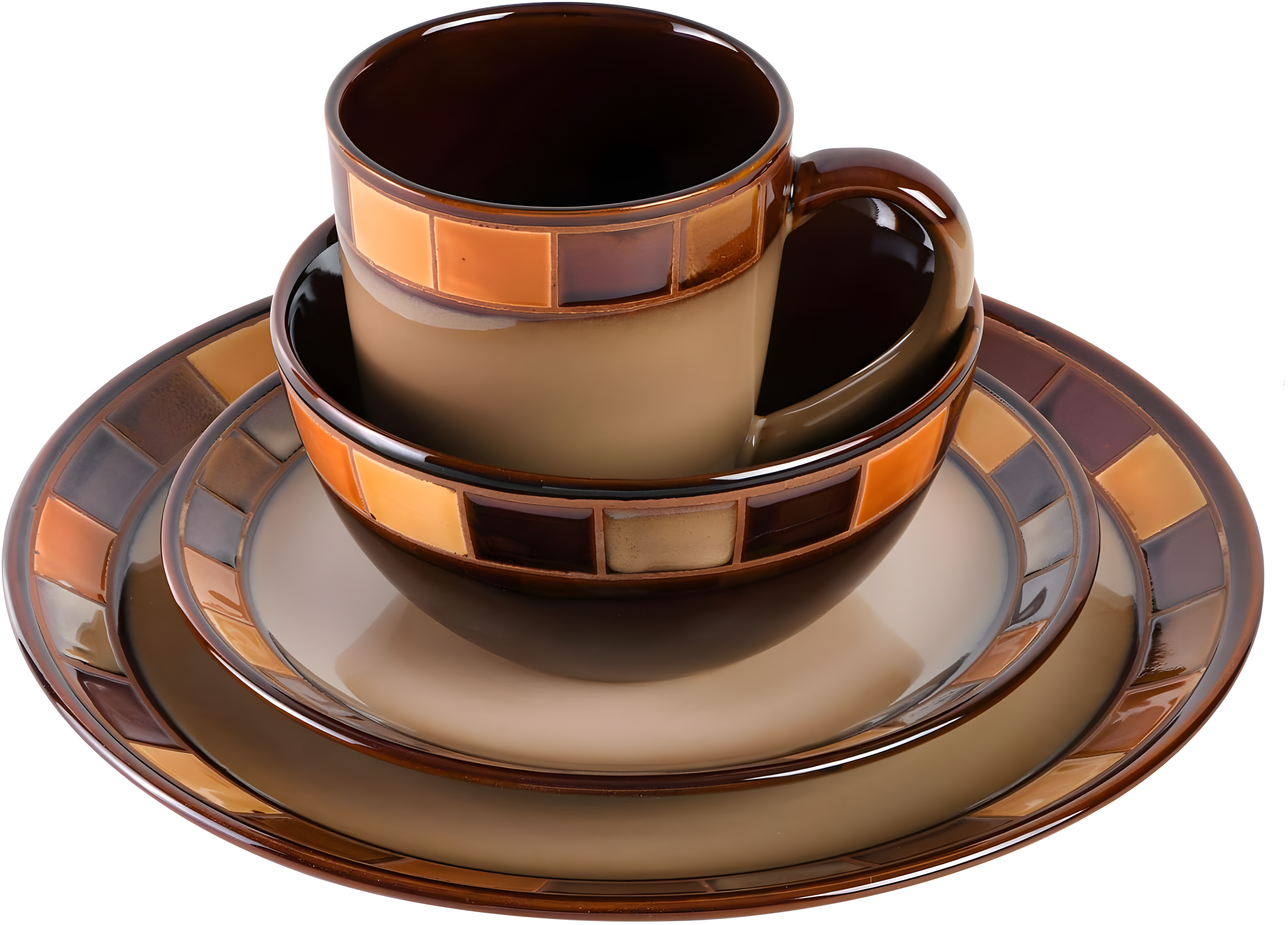 Gibson Elite Casa Estebana 16 Piece Dinnerware Plates, Bowls, & Mugs Set, Cream