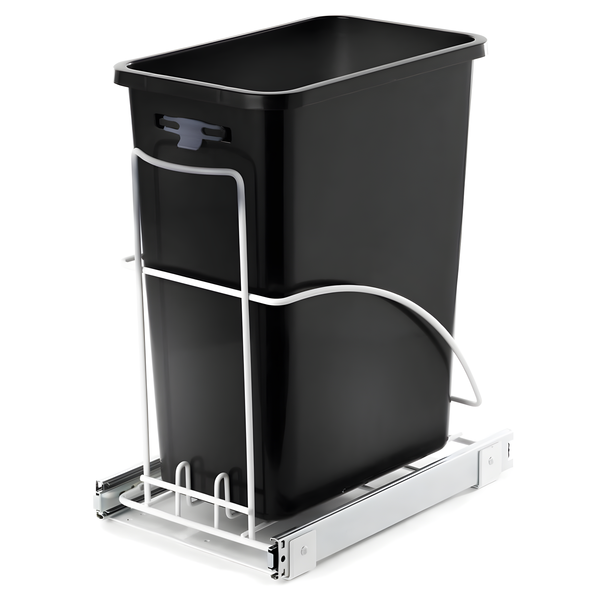 Home Zone Living 7.6 Gallon Under Cabinet Open Pull Out Trash Can, Adjustable Slide Out Waste Bin