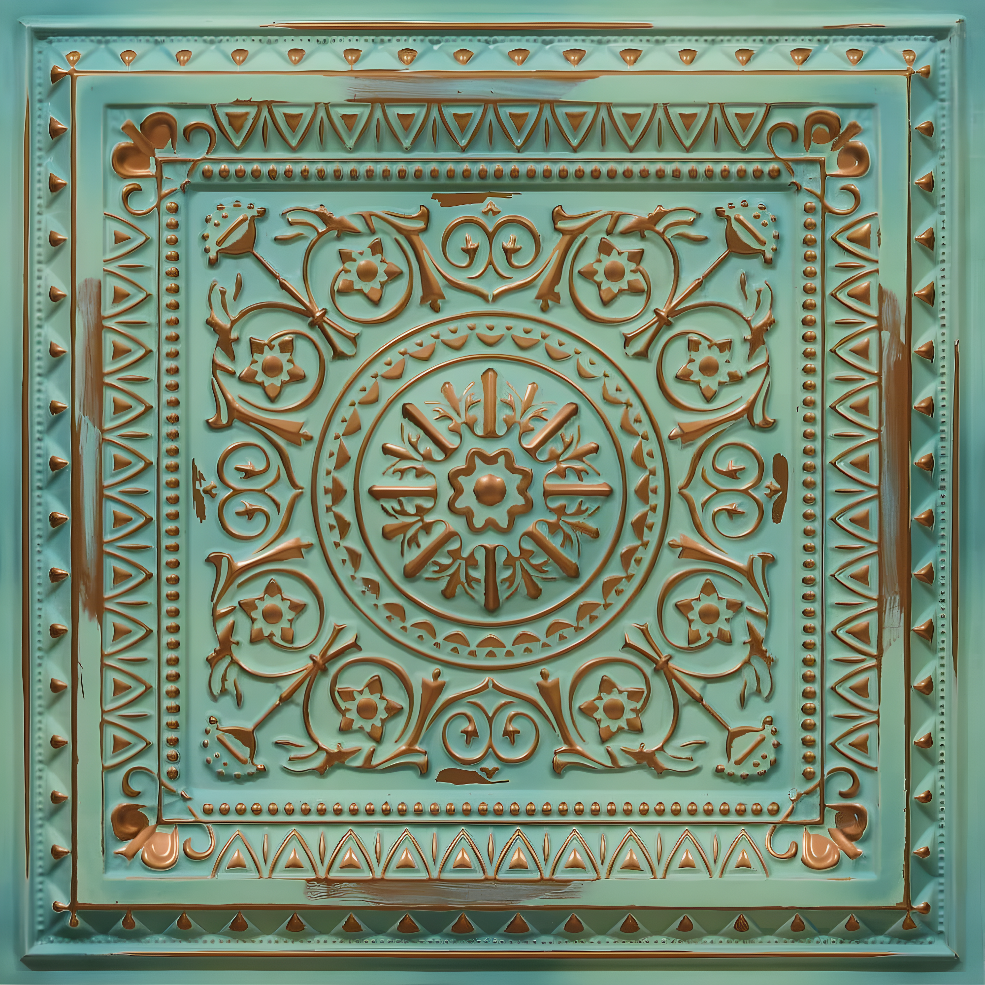Marseille 24'' W Textured PVC Drop-In Ceiling Tile In Antique Gold