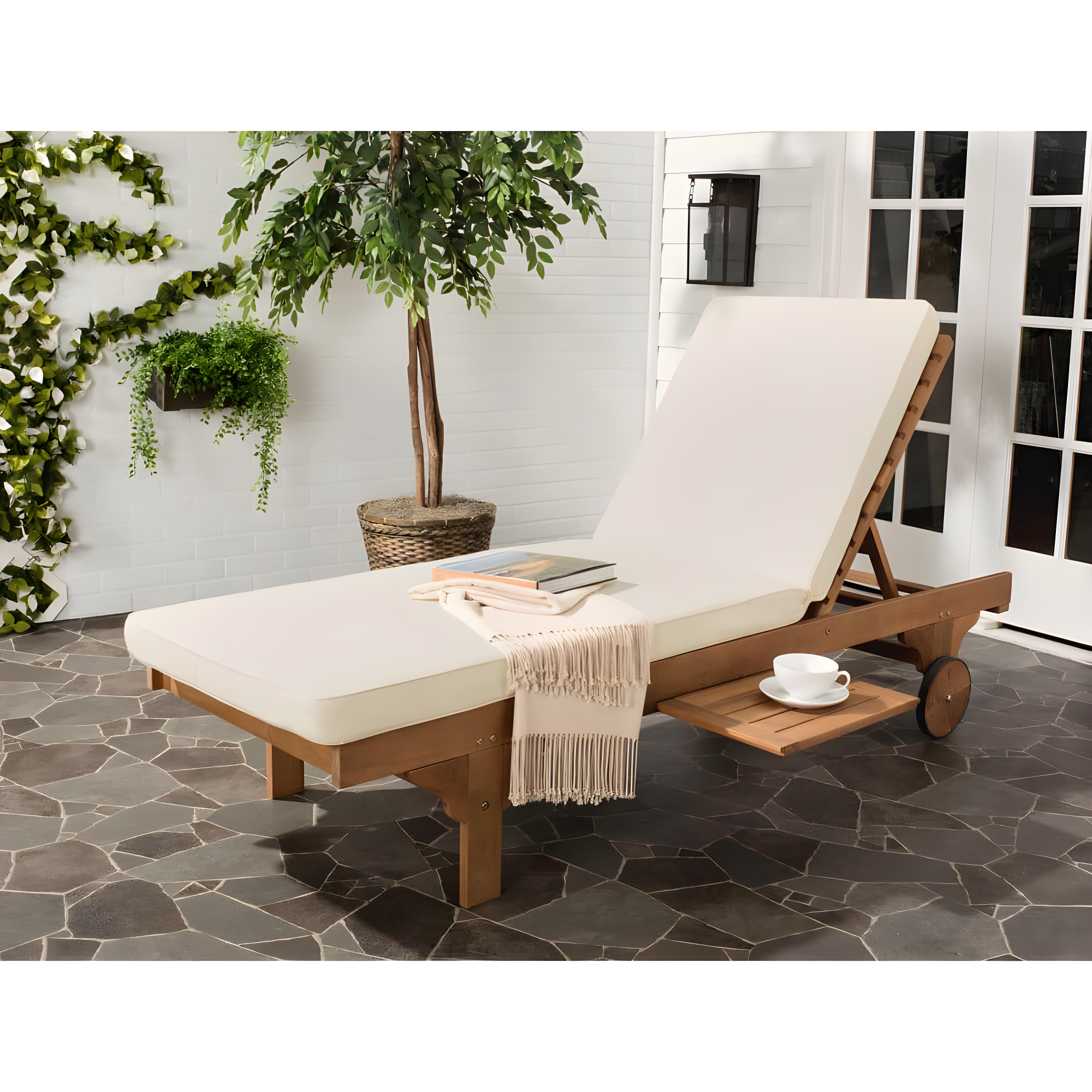 Newport Lounge Chair - Outdoor - PAT7022 - Natural/Beige -Safavieh