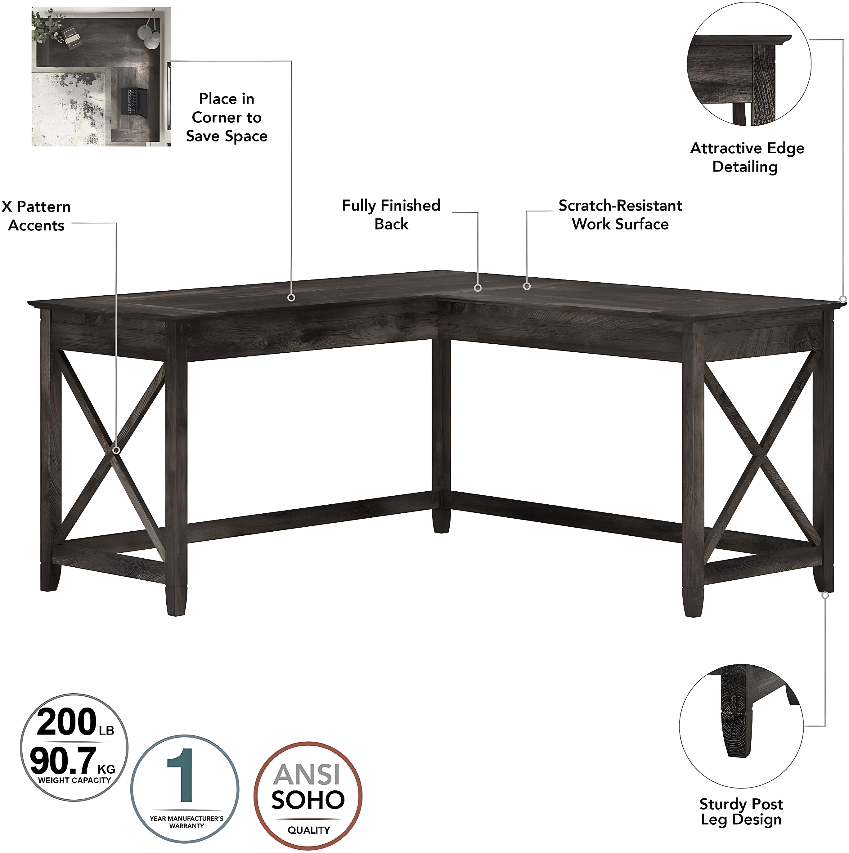Khadesha 5 Shelf 63" Standard Bookcase