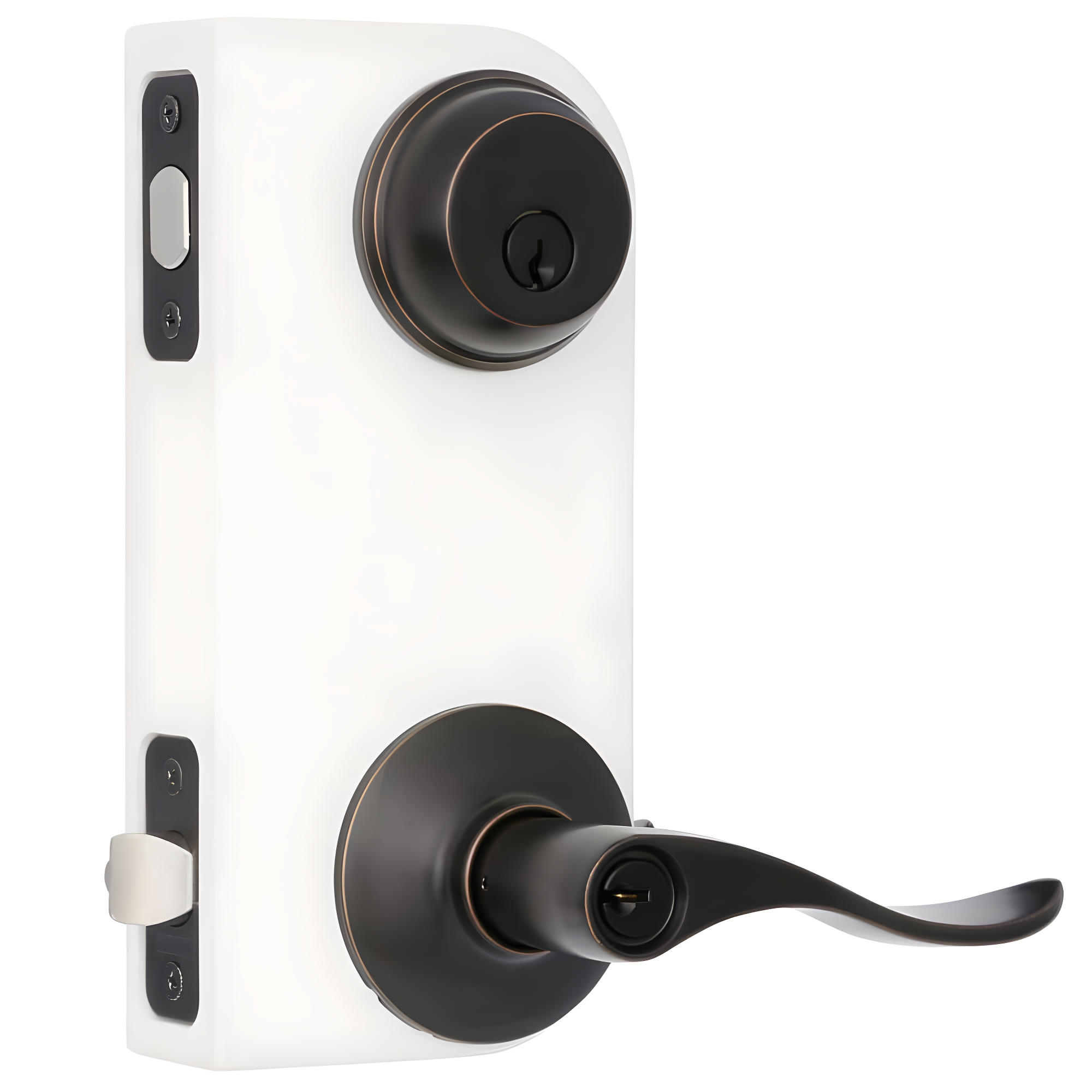 Accent Aged Bronze Single Cylinder Deadbolt and Keyed Entry Door Handle Combo Pack