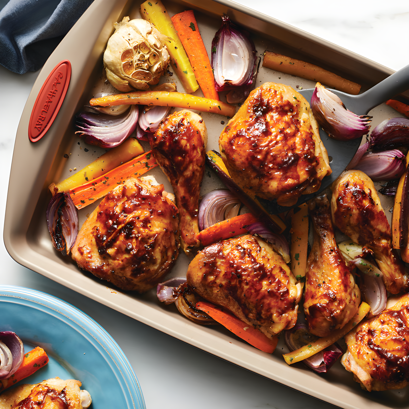 Rachael Ray Cucina Nonstick Bakeware Baking Pans Set, 10 Piece, Latte Brown and Cranberry Red