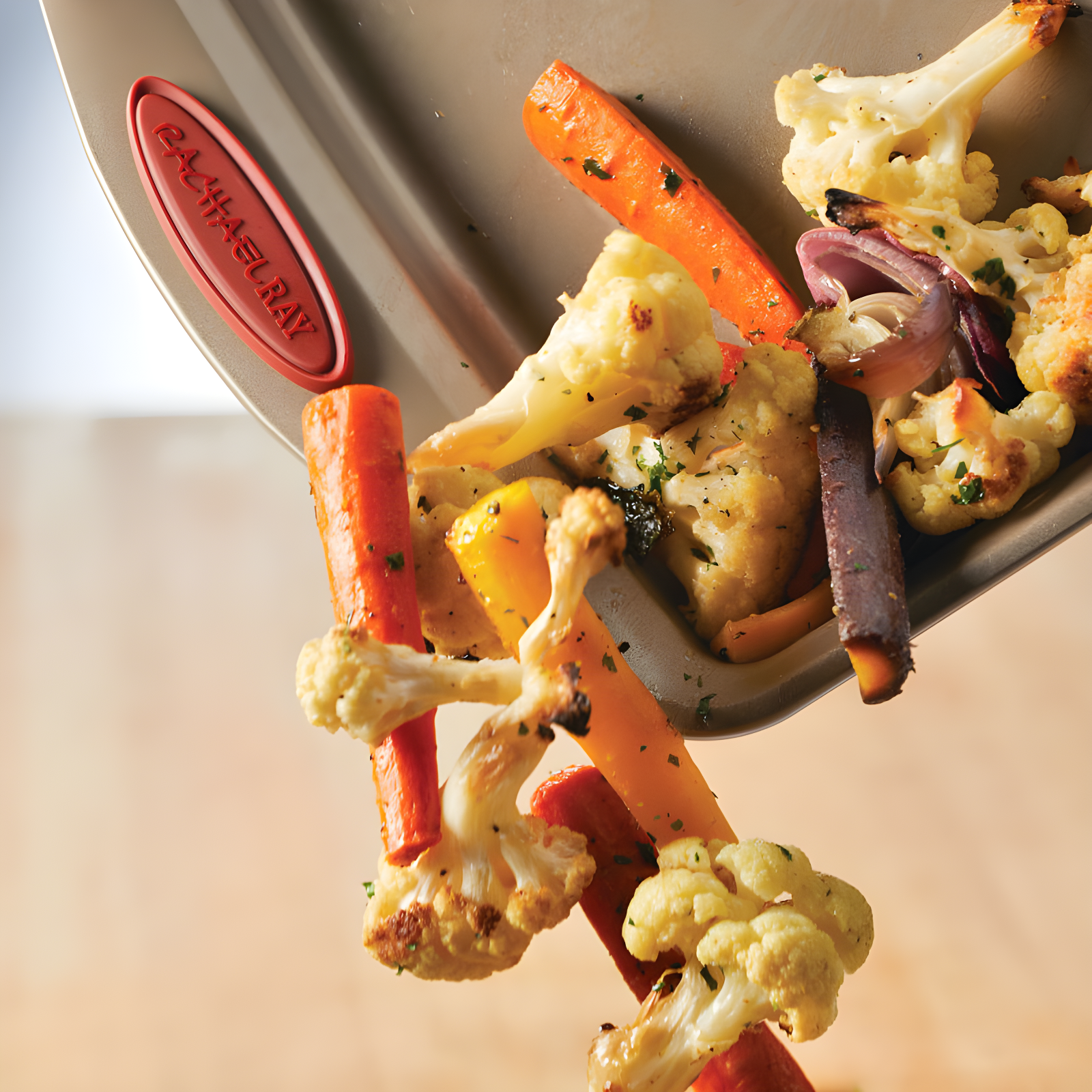 Rachael Ray Cucina Nonstick Bakeware Baking Pans Set, 10 Piece, Latte Brown and Cranberry Red