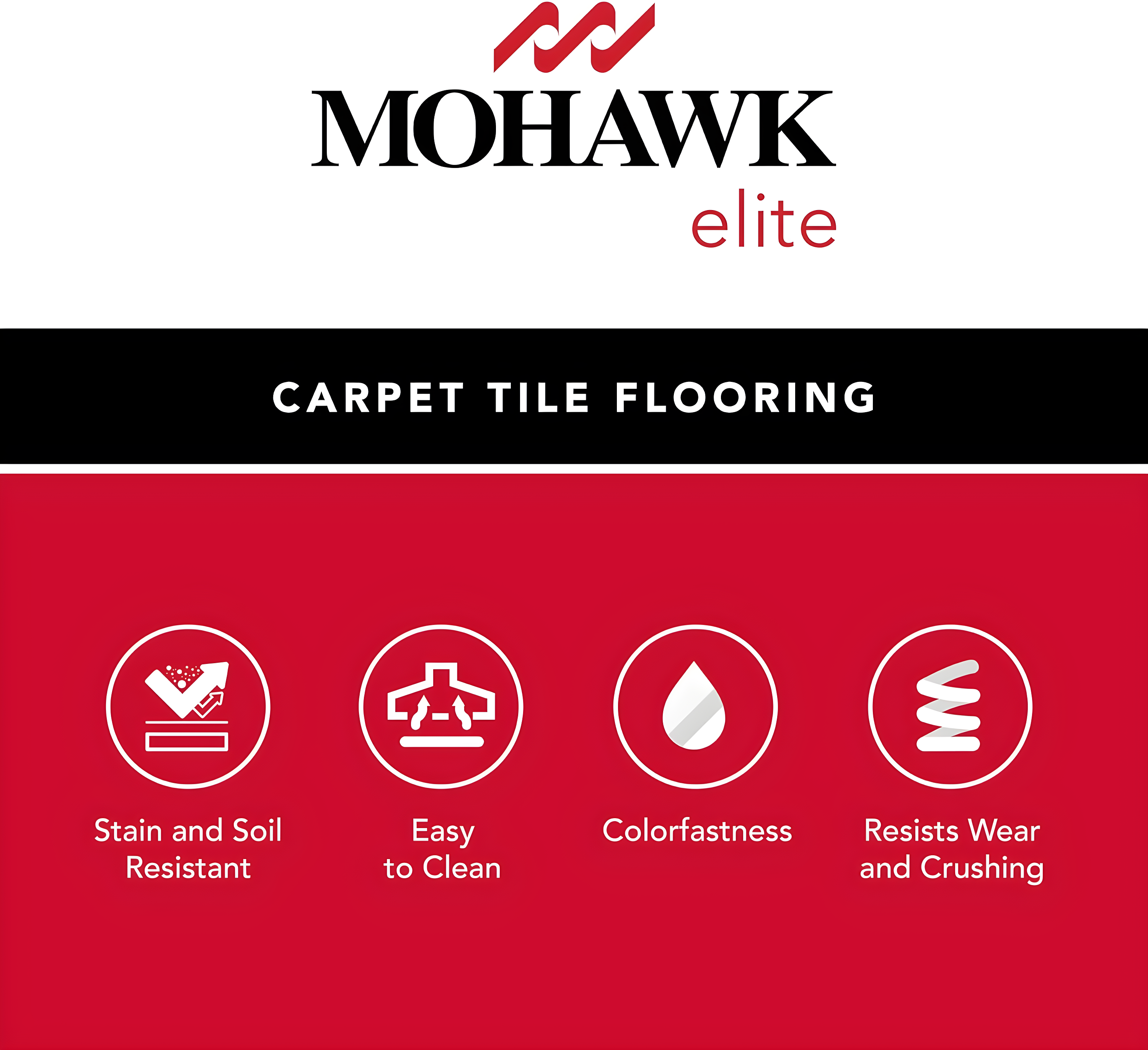 Mohawk Elite 24" x 24" Nylon Fiber Carpet Tiles (96 sqft per carton-24 Tiles)