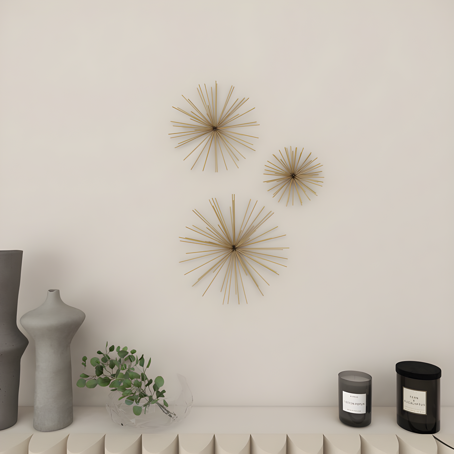 Metal 3D Long Spike Starburst Home Wall Decor Set