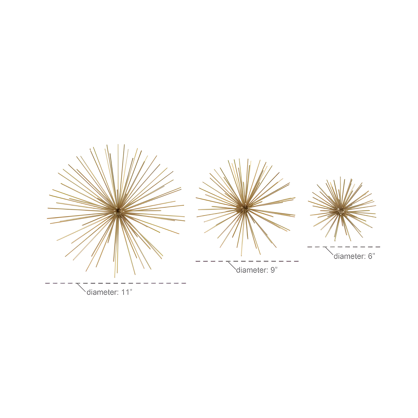 Metal 3D Long Spike Starburst Home Wall Decor Set
