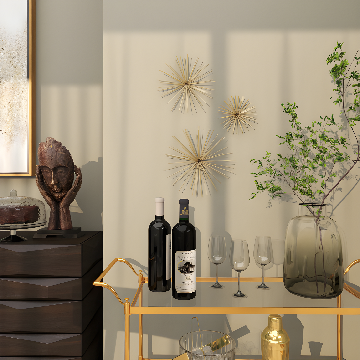 Metal 3D Long Spike Starburst Home Wall Decor Set