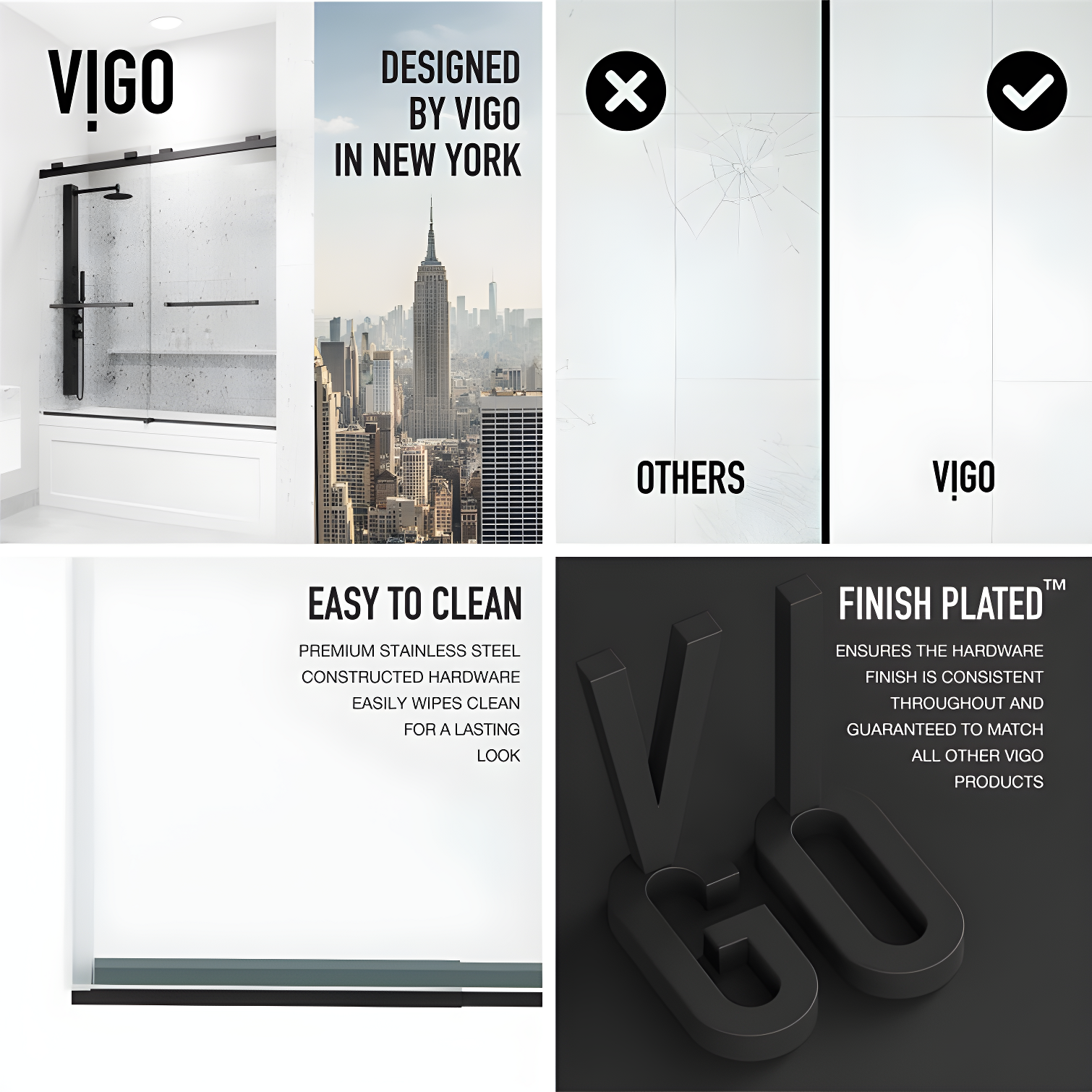 Houston 56-60" W x 66" H Double Sliding Frameless Tub Door with 3/8" Clear Glass