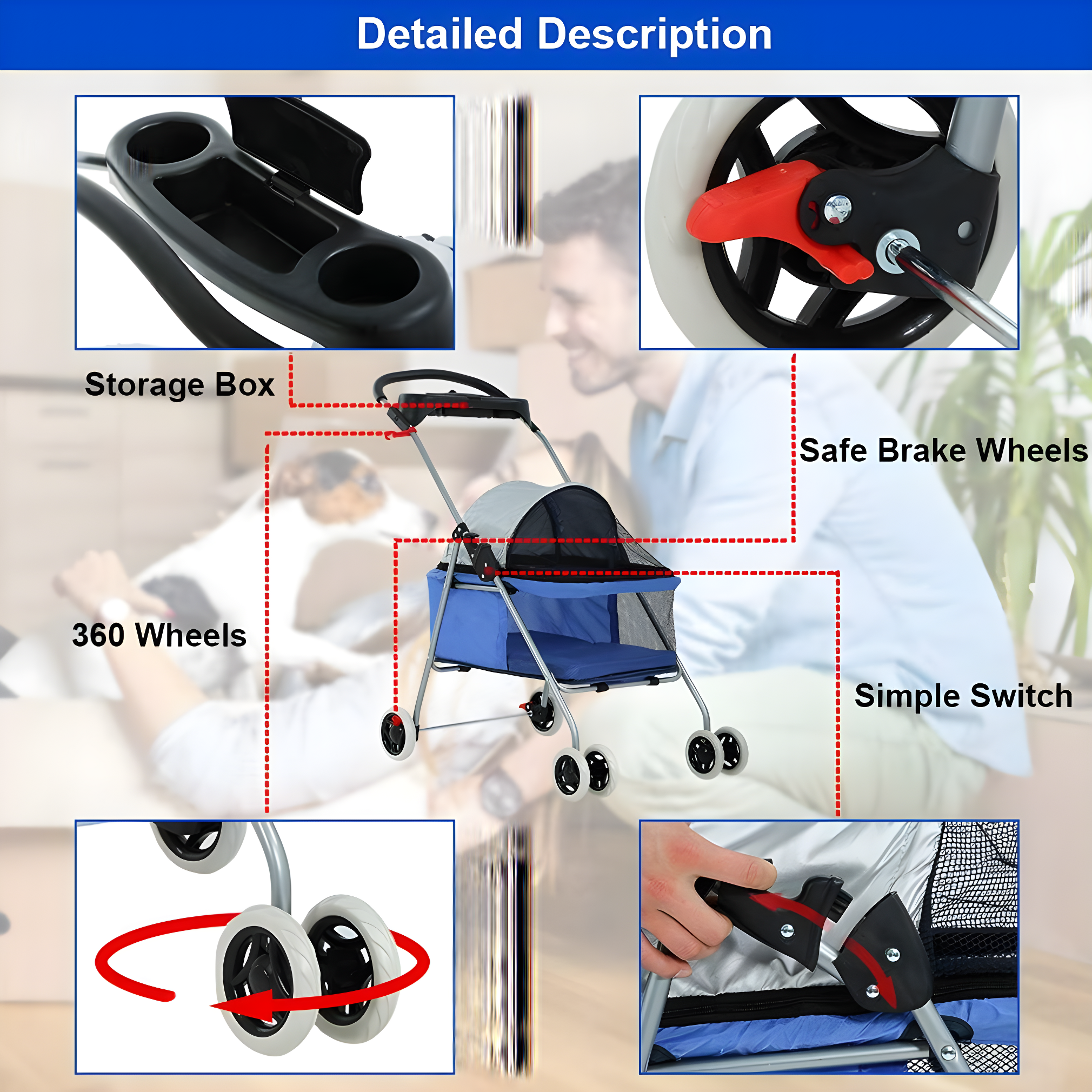 Foldable Pet Jogger Stroller