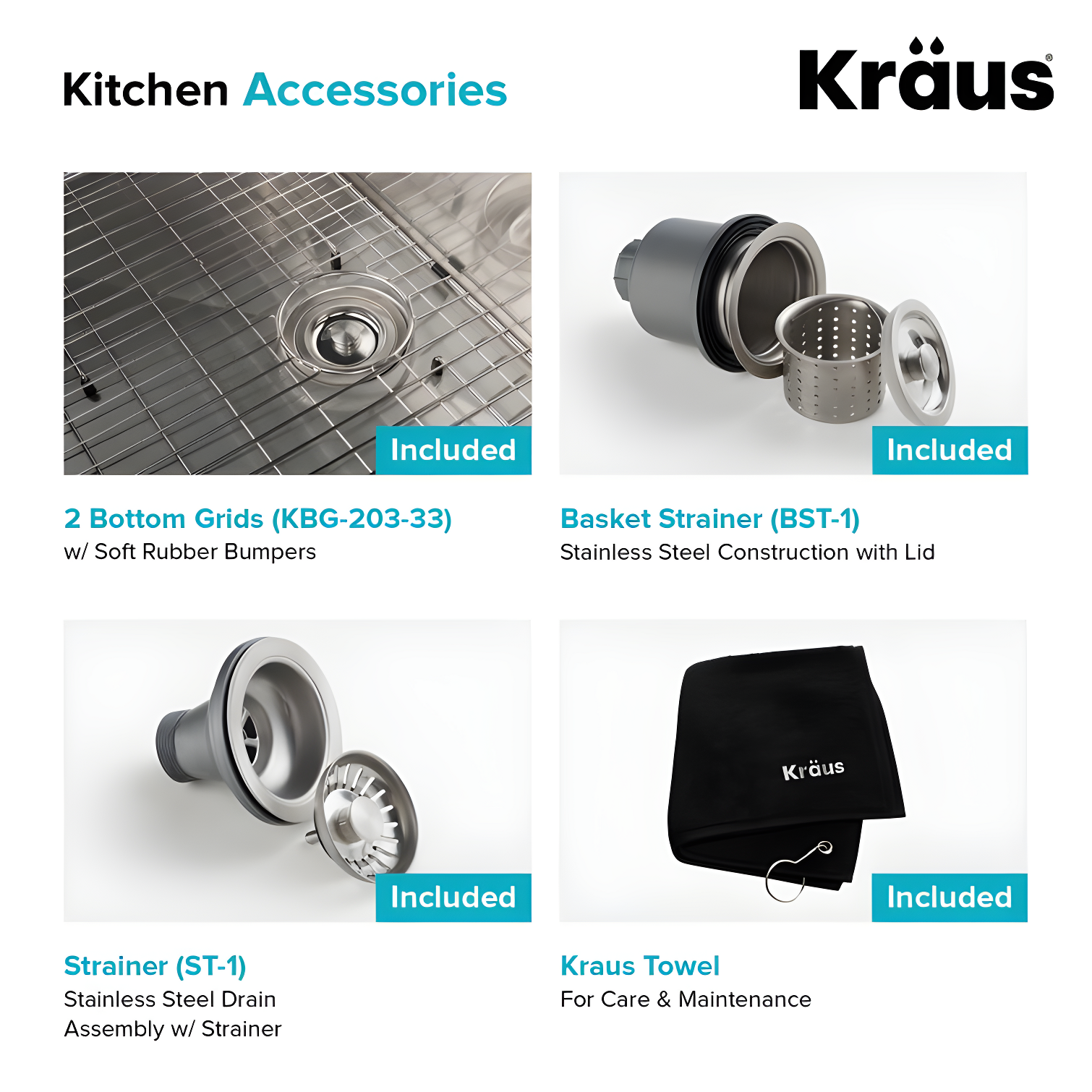 KRAUS Standart Pro Apron Front Farmhouse 16 Gauge Single Bowl Stainless Steel Kitchen Sink
