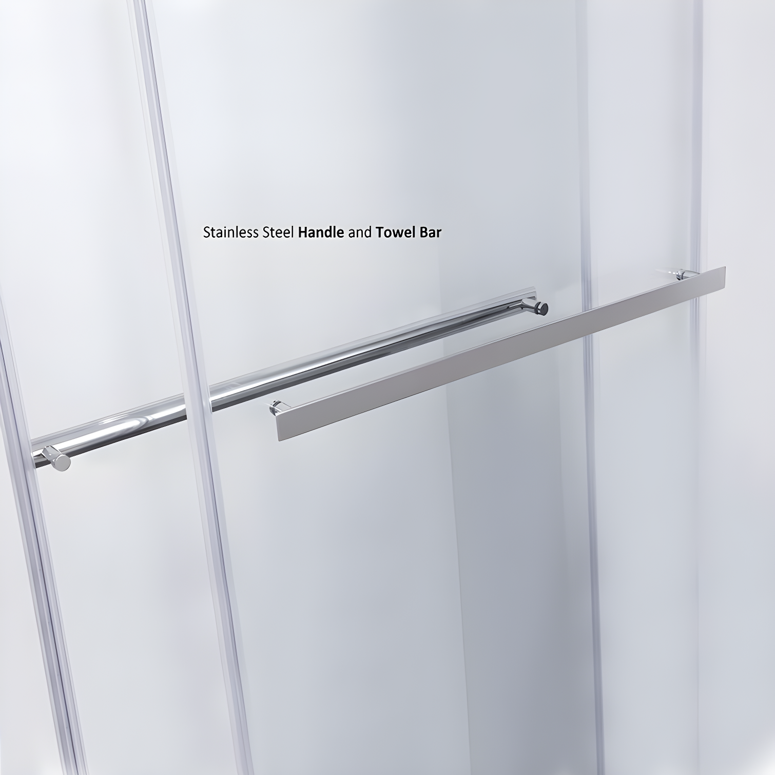 48" W x 35.8” D x 76" H Frameless Rectangle Sliding Shower Enclosure with Towel Bar