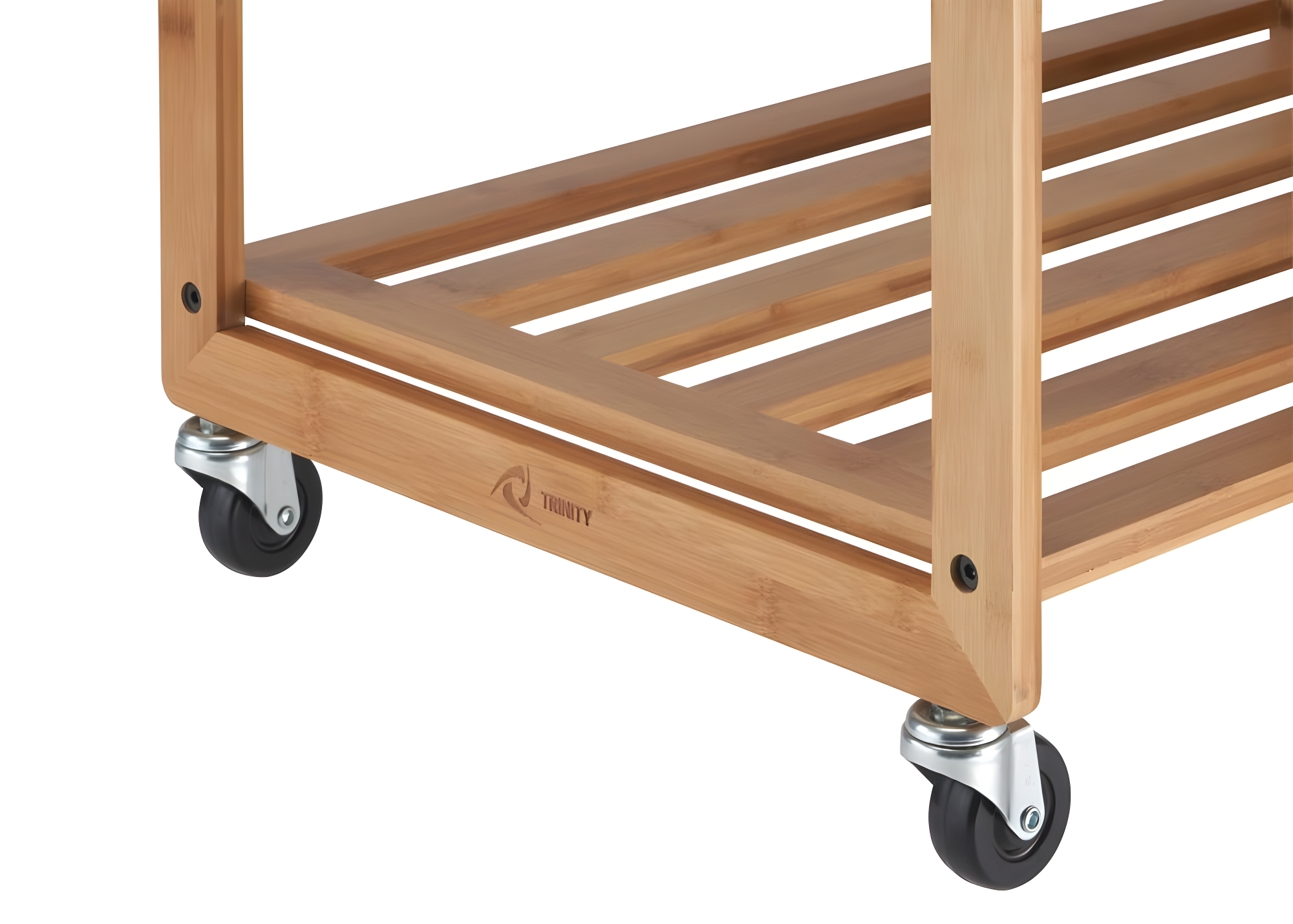 TRINITY EcoStorage 3-Bag Rolling Bamboo Laundry Cart w/ Poles
