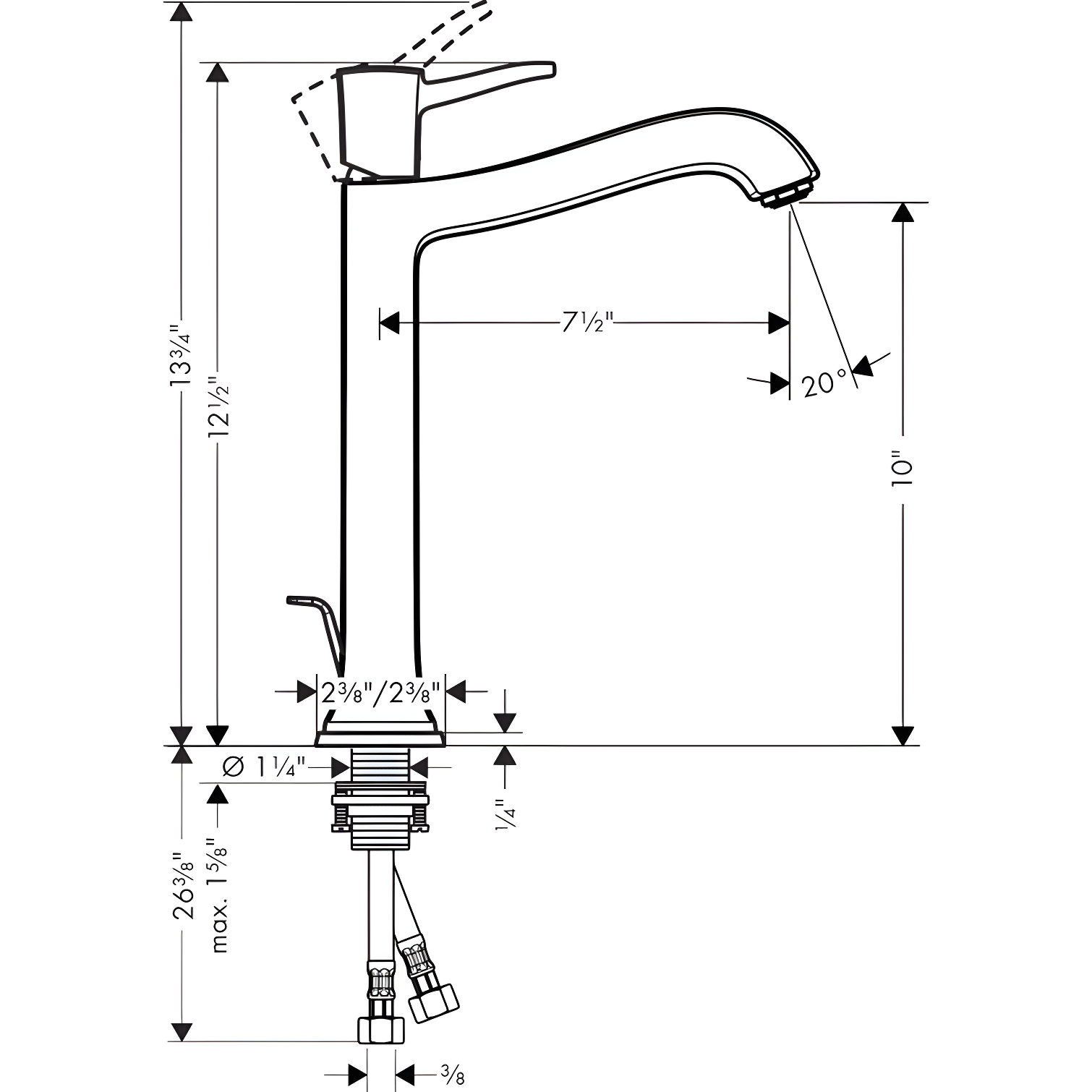 Hansgrohe Metropol Classic Single-Hole Faucet 260 with Drain Assembly, 1.2 GPM