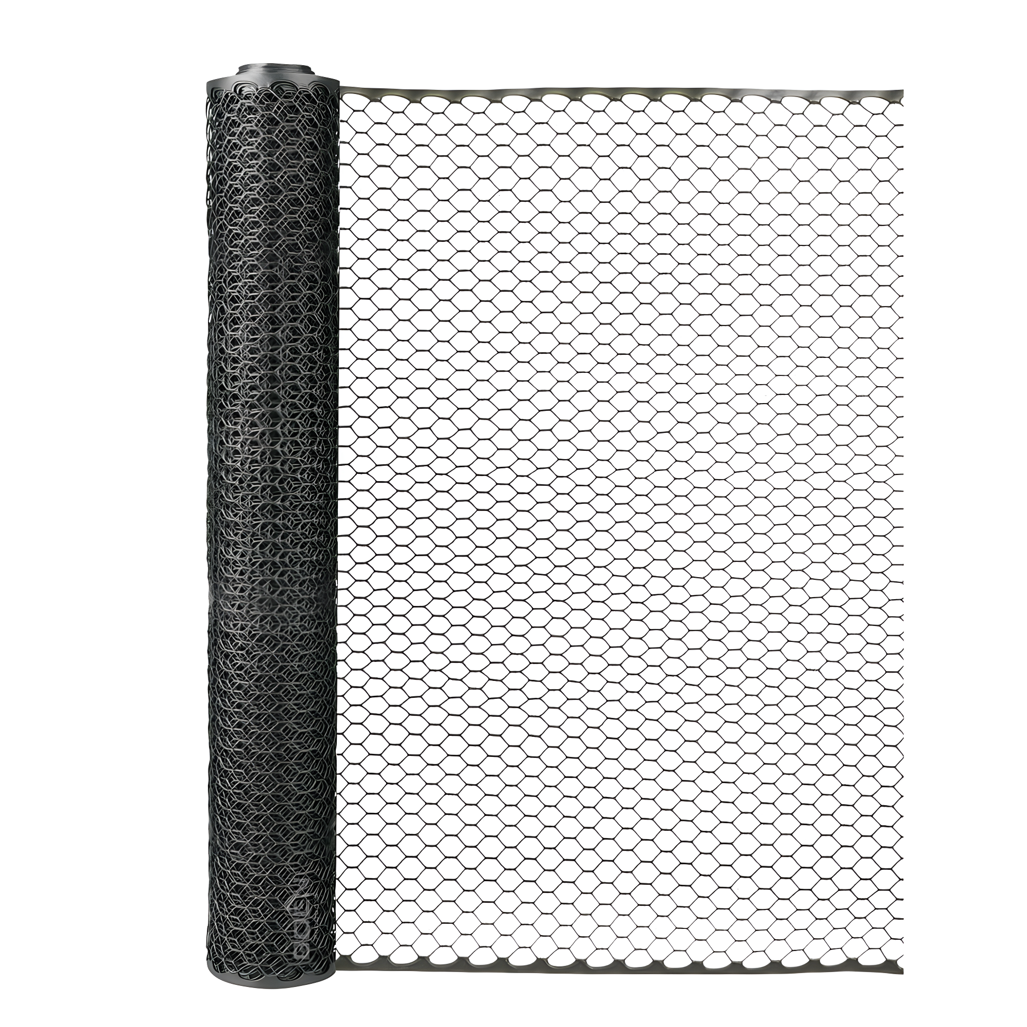 Boen - Plastic Hex Chicken Wire Mesh Temporary Fence Roll (2' x 25' - Black) - Plastic Fence Poultry Netting for Temporary or Semi Permanent Enclosures, Deer Netting Fence, Construction Fencing