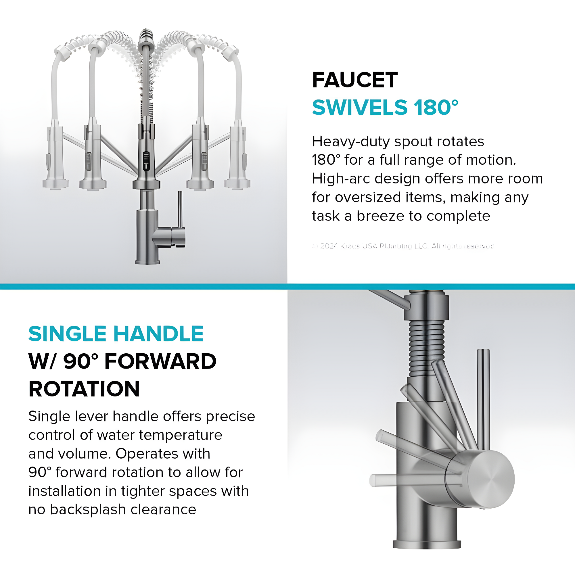 KRAUS Bolden Commercial Style 2-Function Single Handle Pull Down Kitchen Faucet