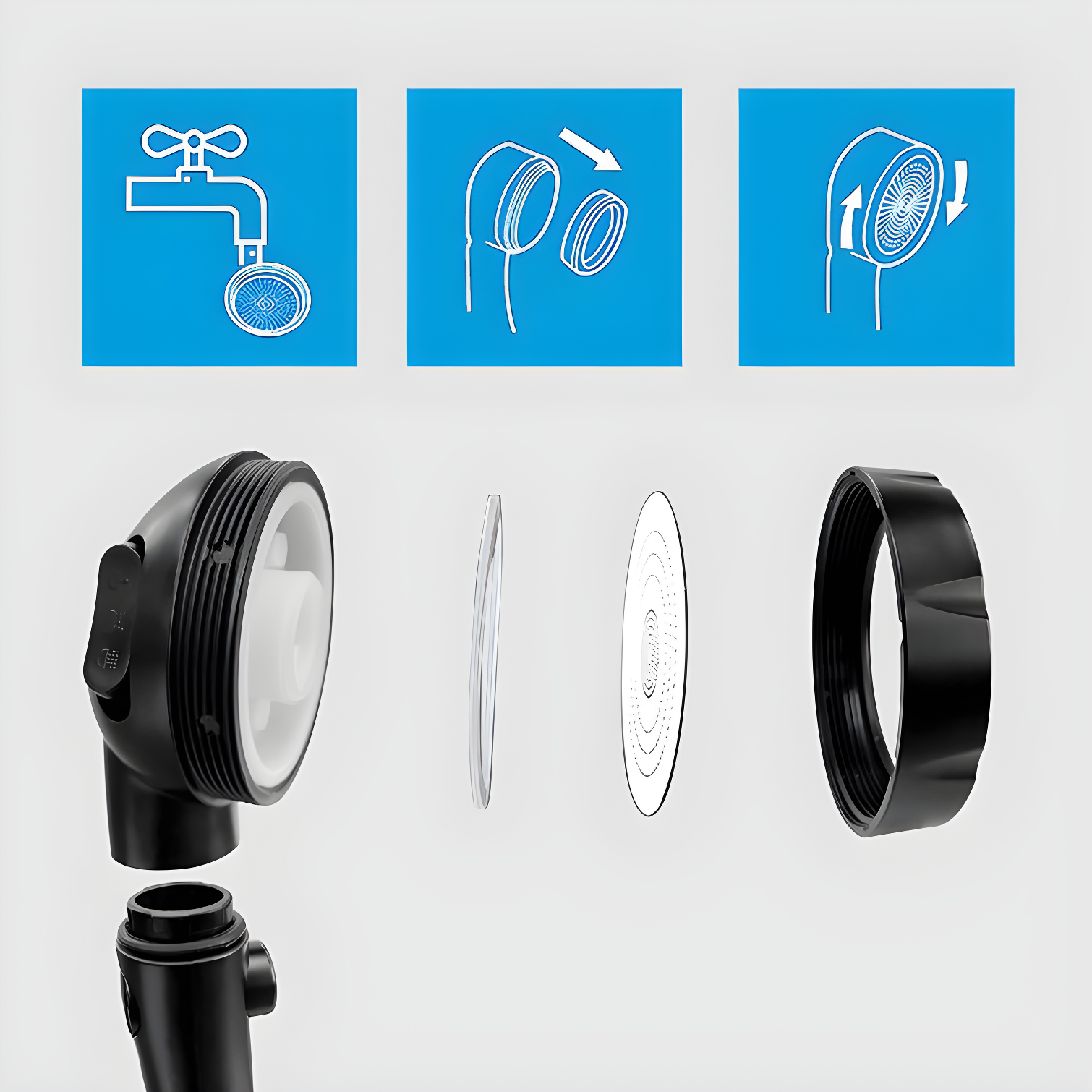 High Pressure Handheld Shower Head with ON/OFF Pause Switch, 3 Spray Modes Shower Head