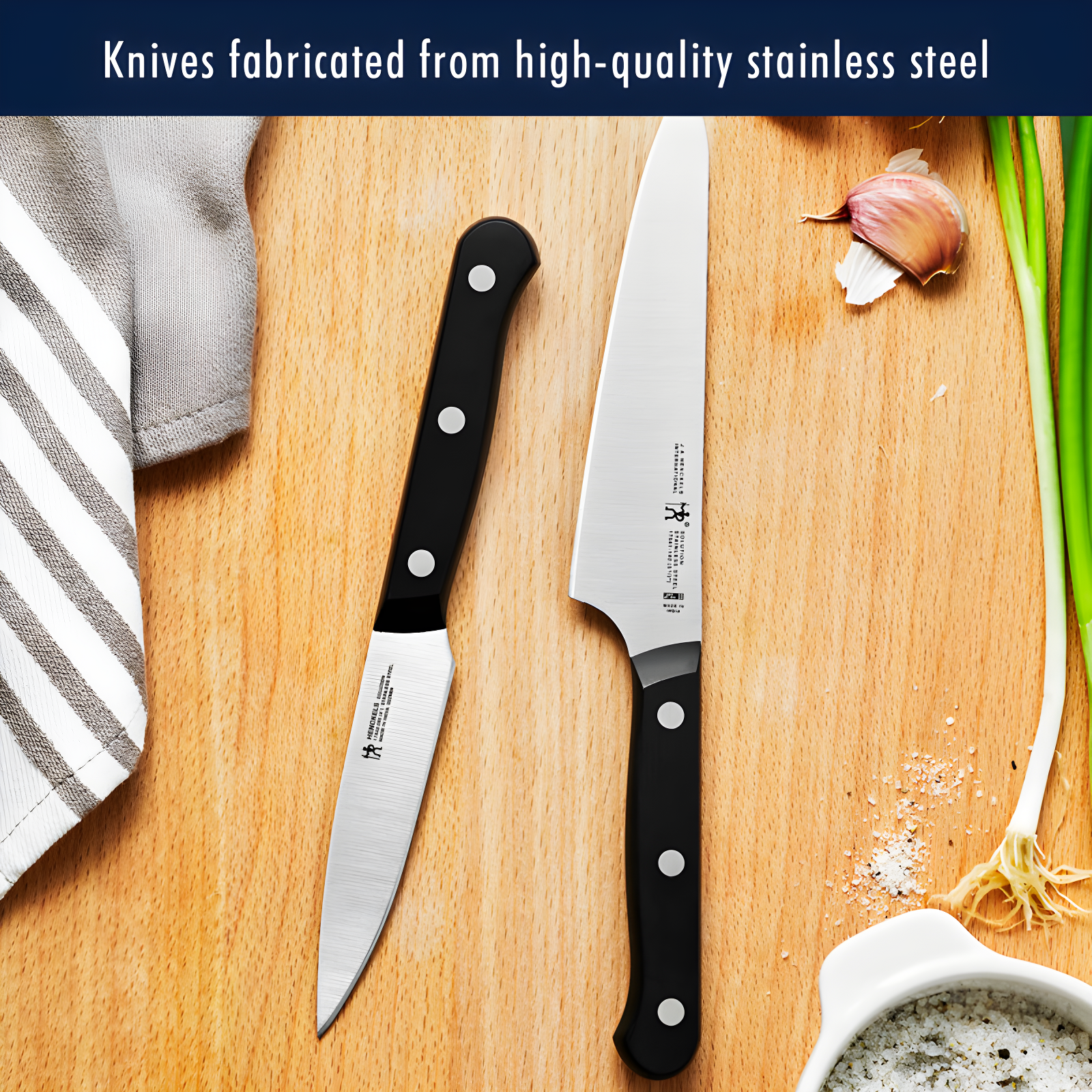 HENCKELS HENCKELS Razor-Sharp Solution 18-Piece Knife Set with Block, Chef Knife, Steak Knife, Utility Knife, Dark Brown, Stainless Steel, German Engineered Informed by 100+ Years of Mastery