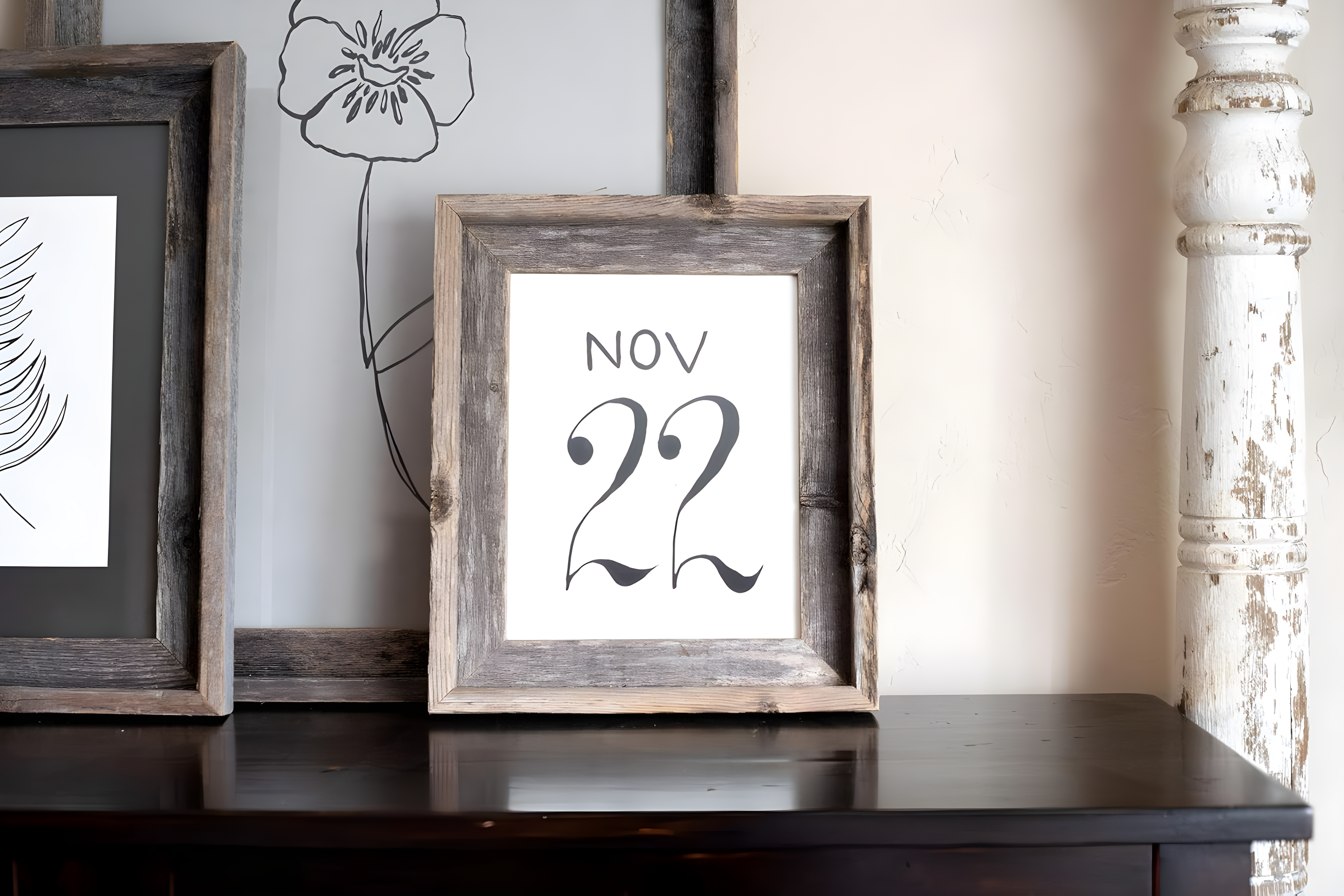 Millwood Pines Kattan Weathered Gray Wood Beveled Picture Frame