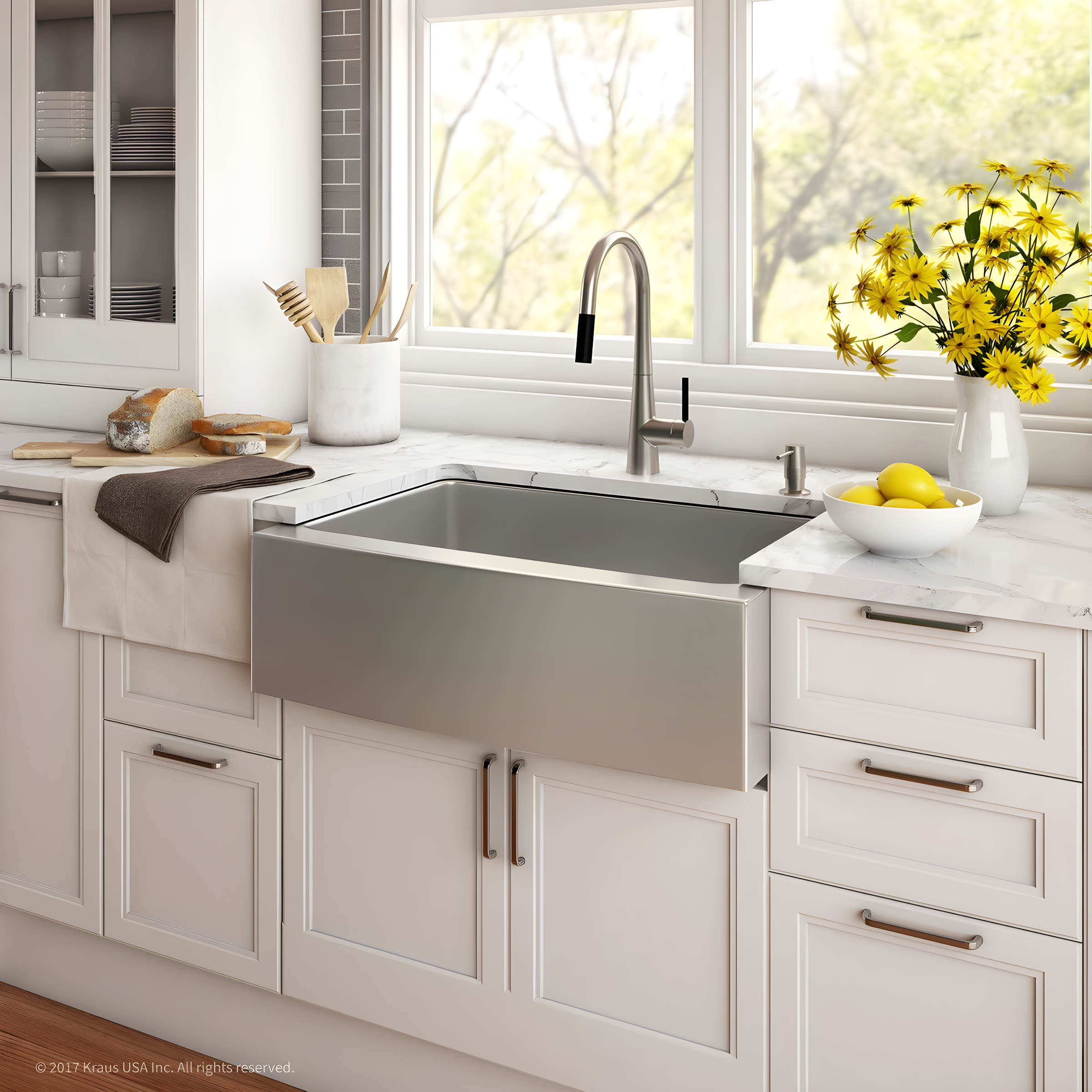 LUKX Farmhouse Single Bowl Stainless Steel Kitchen Sink HU3322S