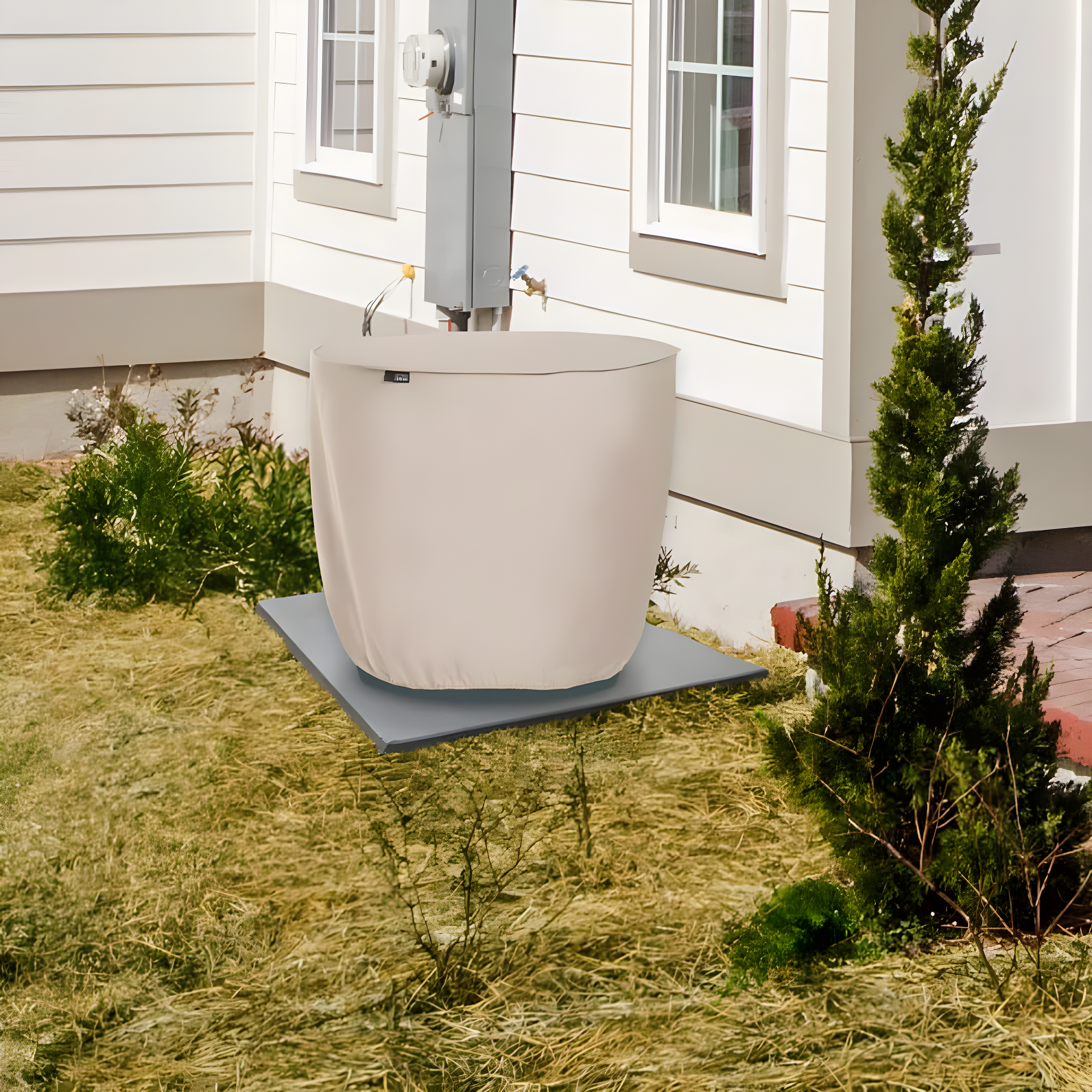 Modern Leisure Modern Leisure Chalet Round Air Conditioner Cover, 34" Diameter x 30"H, Beige