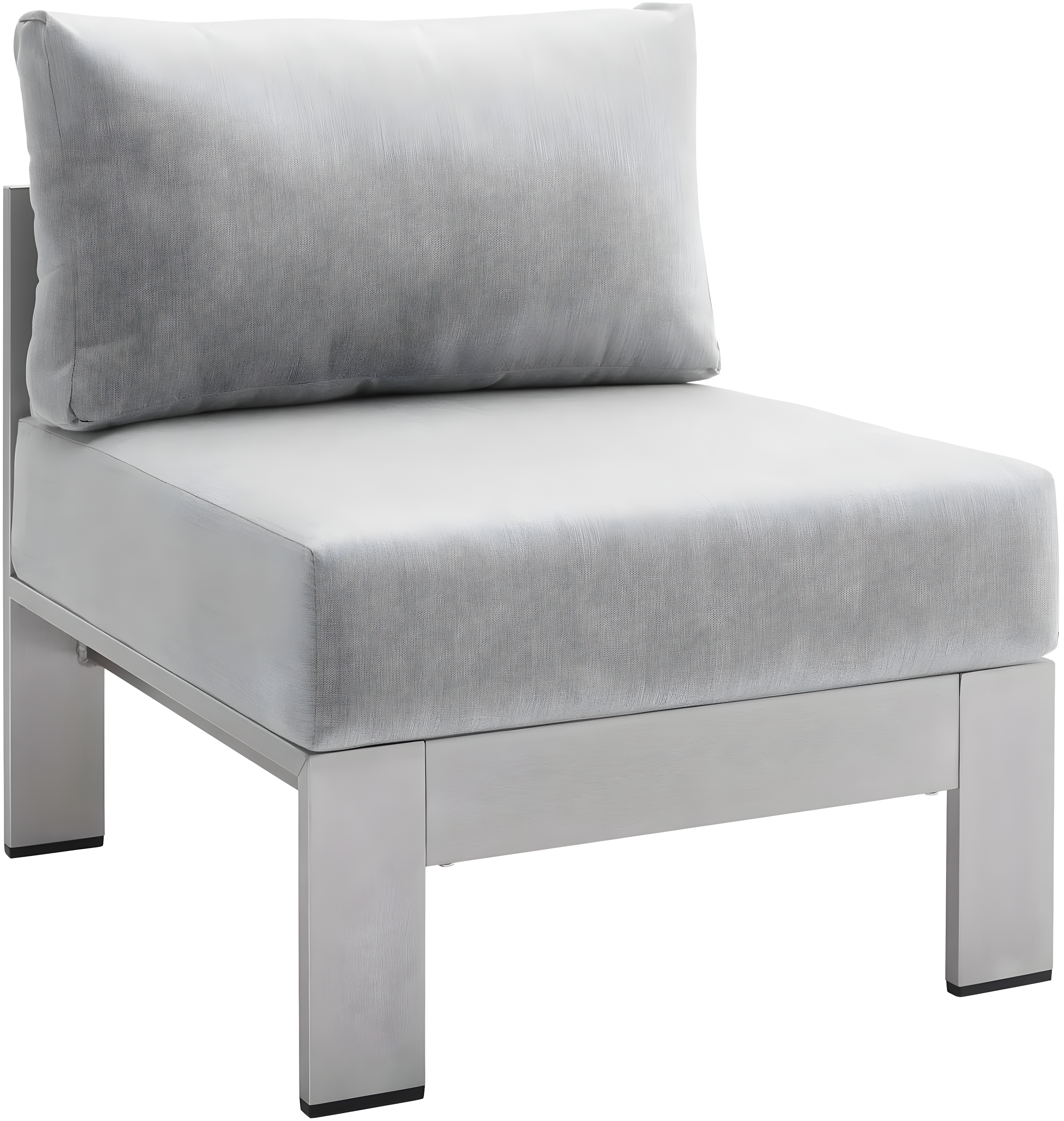 Modway Shore 23.5" Fabric Outdoor Patio Armless Chair in Silver Gray