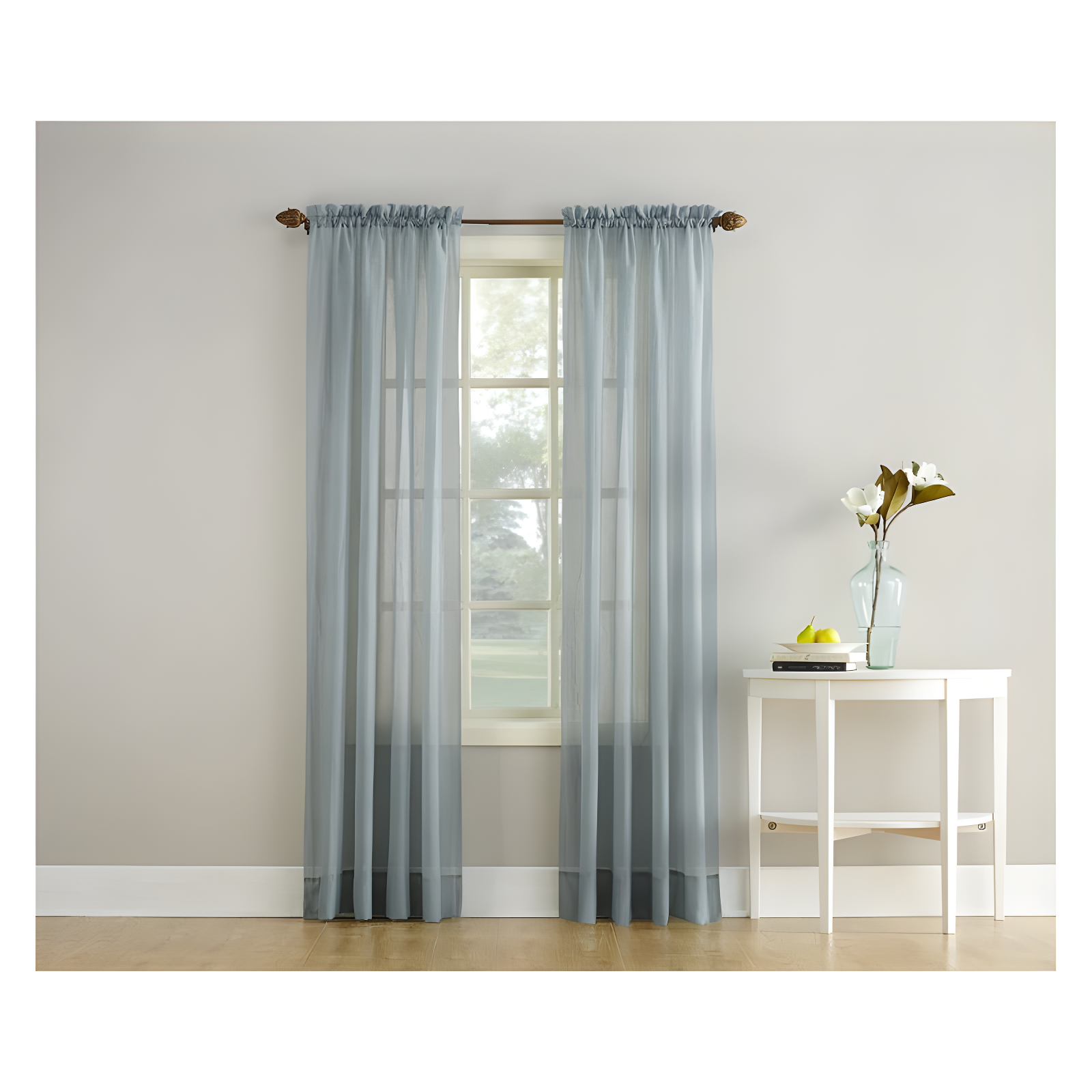 84"x51" Erica Crushed Sheer Voile Rod Pocket Curtain Panel Charcoal - No. 918
